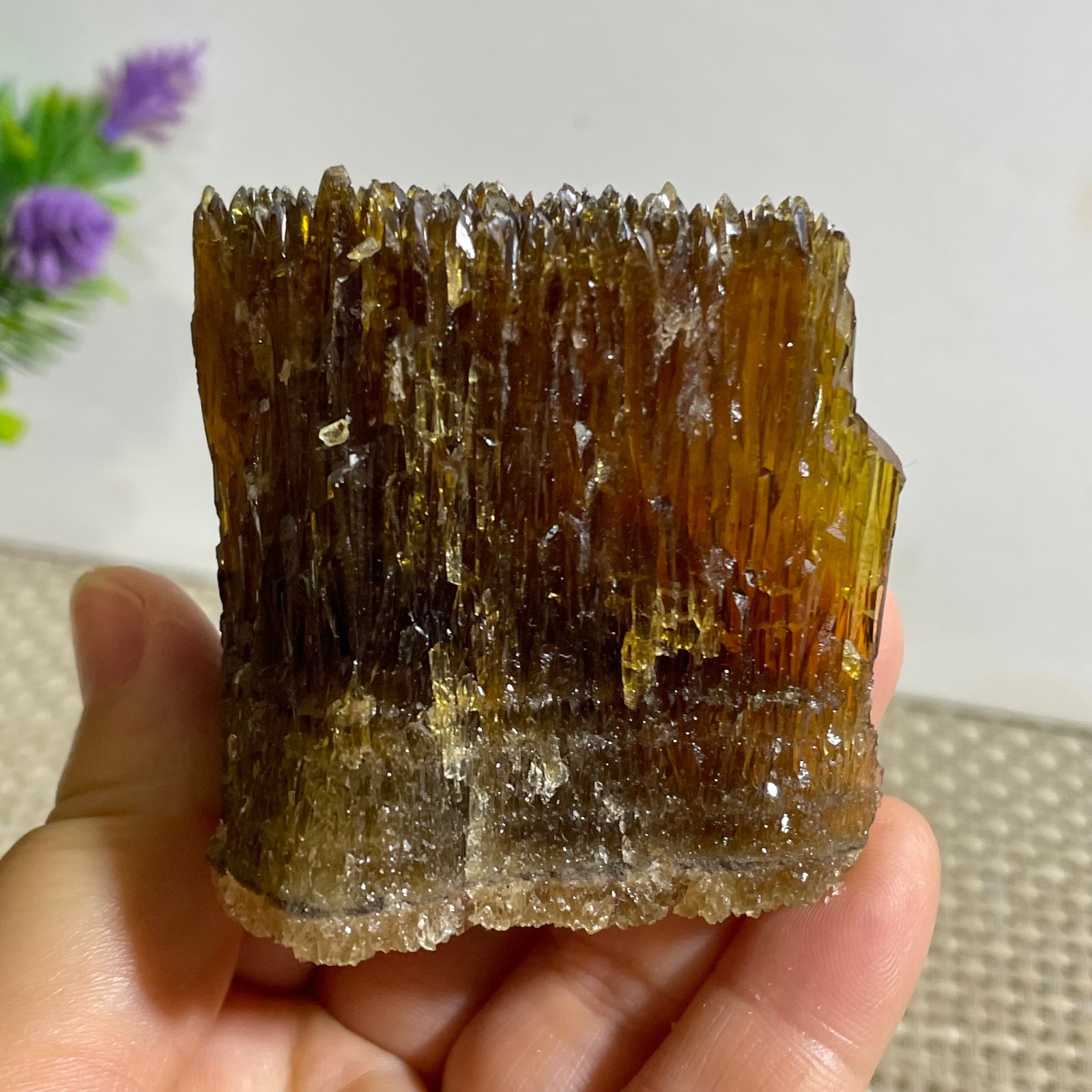 New Find Rare Amber Calcite Phosphorescent Mineral Specimen 127g