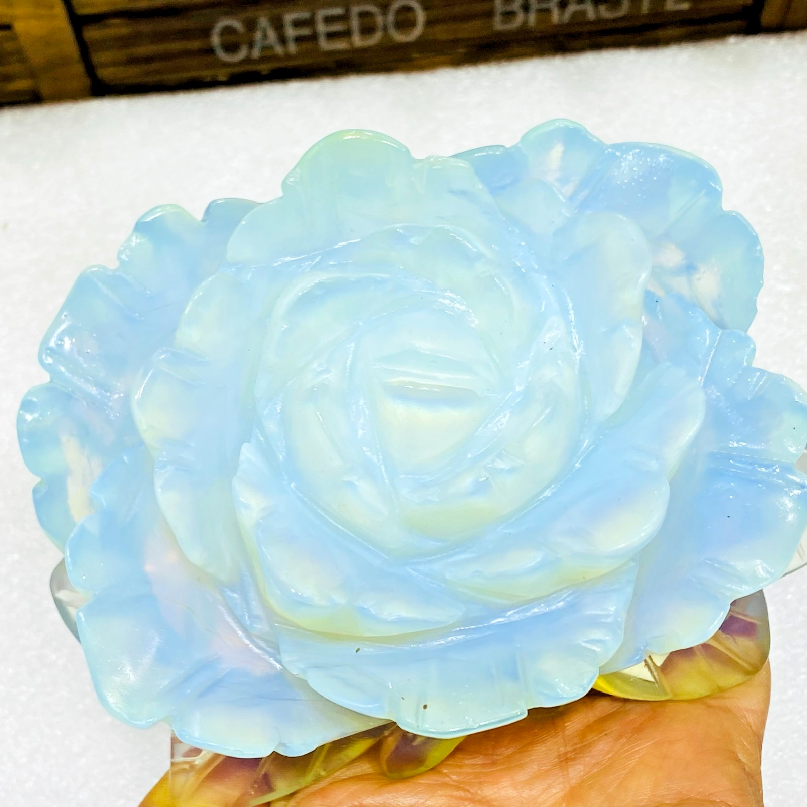 A++ 110mm+ Natural Opal quartz Flower hand Carved crystal healing 1PC