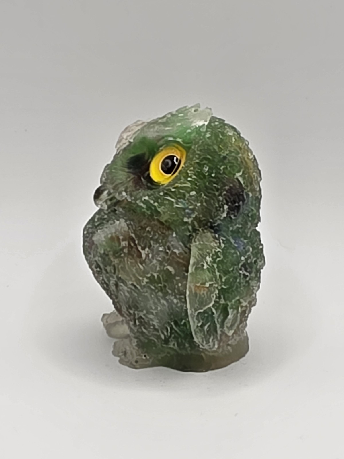 2.5″ Owl Crystal Orgonite Carving Green Mixed Chips In Resin Figurine