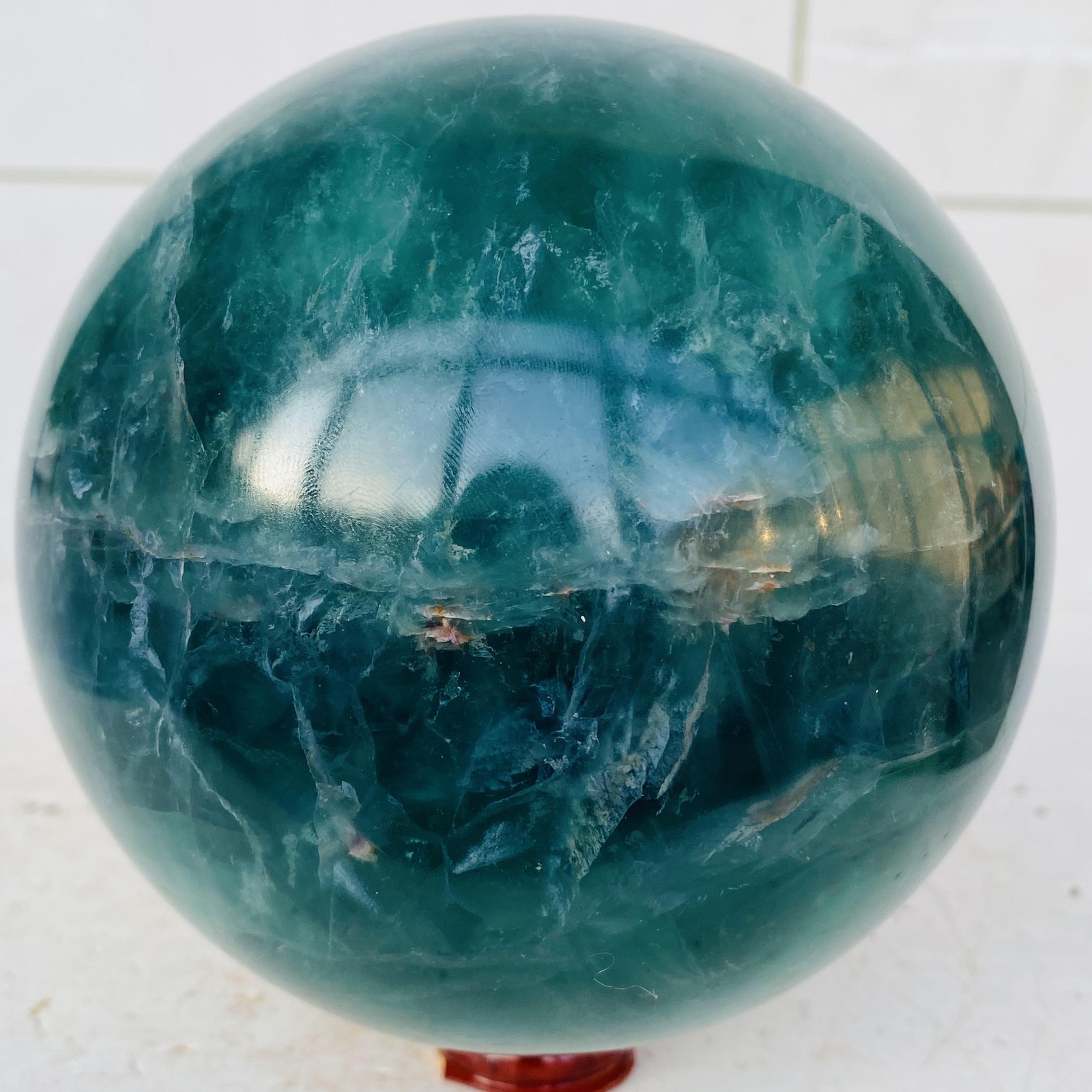 Natural Green Fluorite ball quartz crystal Sphere Reiki energy healing 2800g