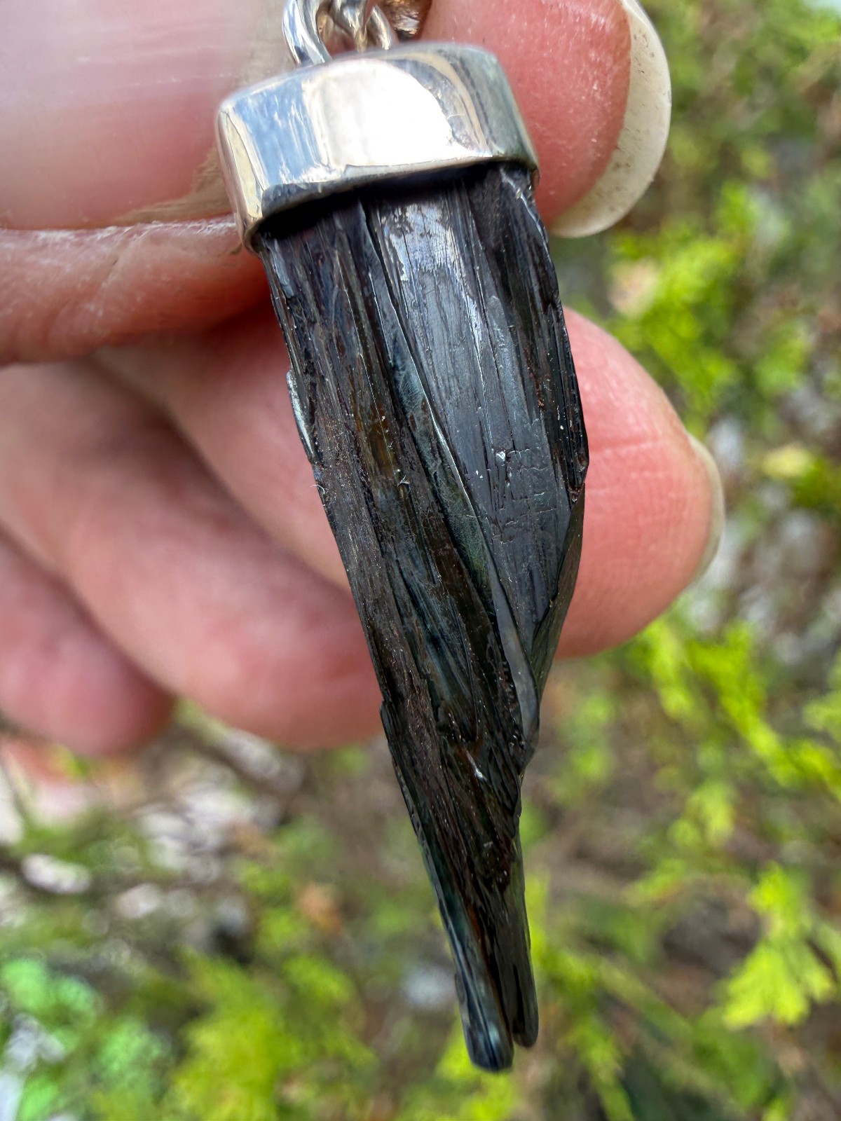 Vivianite Crystal Pendant silver 925 Raw anxiety healing natural awareness