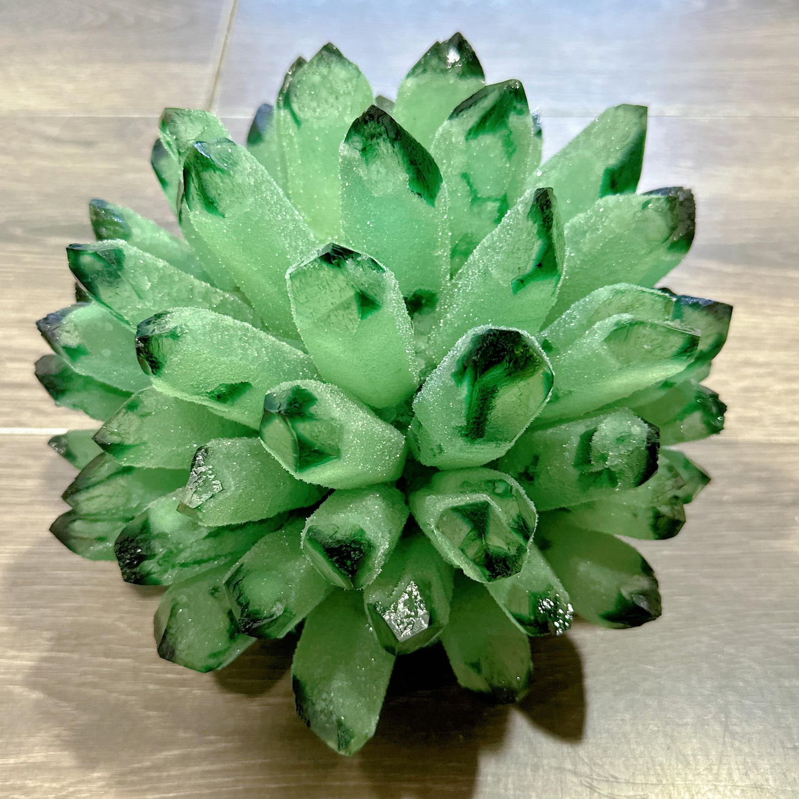 550G Rare Green Phantom Crystal Cluster Natural Geode Reiki Quartz Art Decor