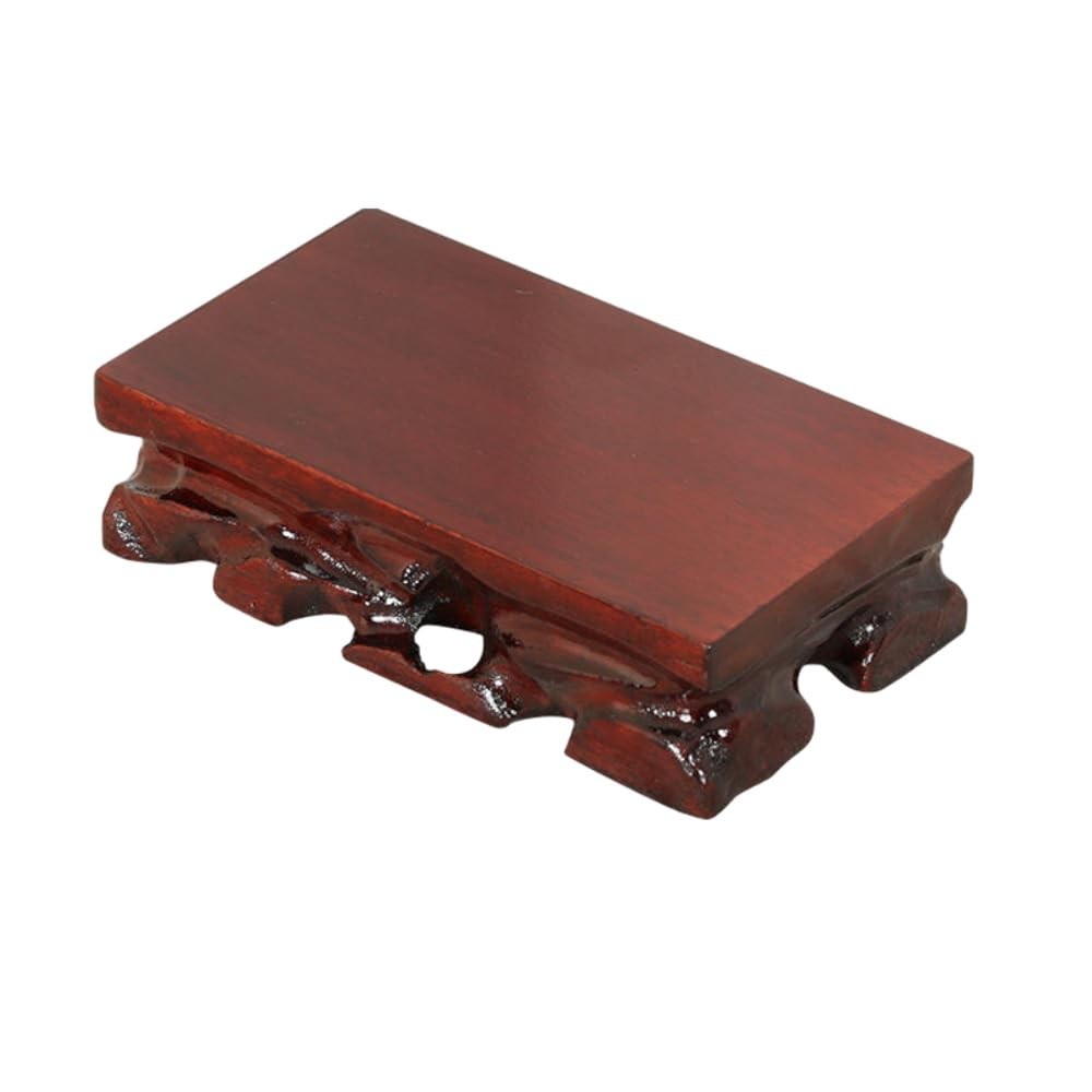 Chinese Rectangular Mahogany Base Hand Carved Malas Wood Smooth Vase Sculptur…