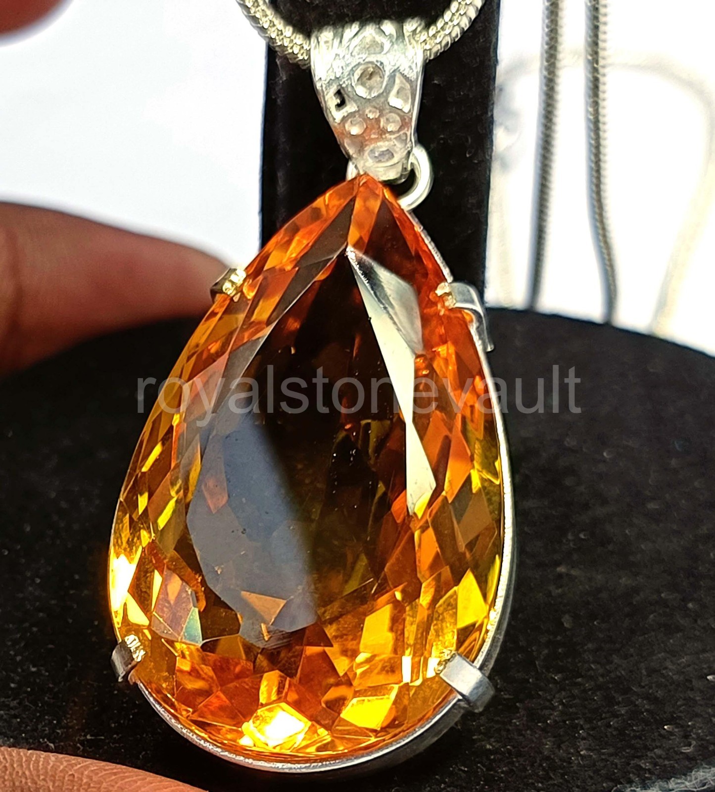 100.5Ct Natural Yellow Sapphire Pendant Pear Shape 925 Silver IGL Certified 5JOY