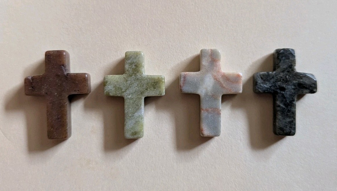 1″ Mini Crystal Crosses Natural Quartz Cross Shaped Worry Stones Charms – #16