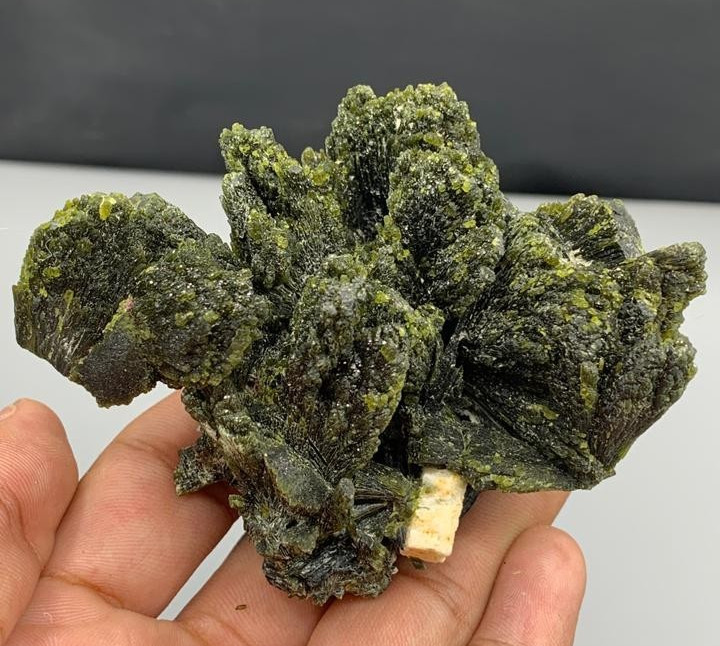 Natural Green Epidote with Feldspar Crystal Specimen 189.7 Grams | Rare Mineral