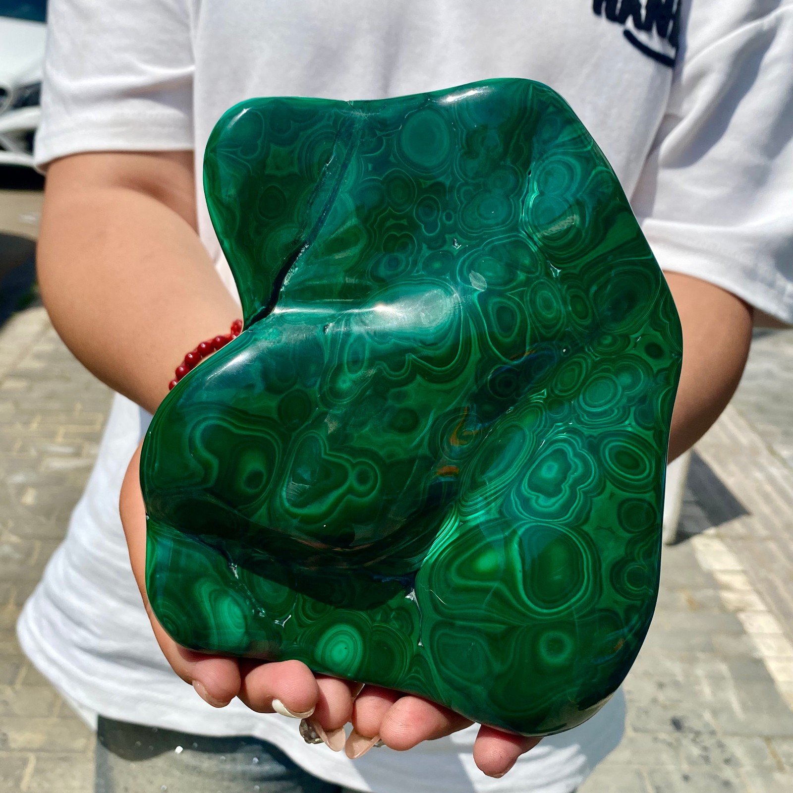 5.04LB Natural glossy Malachite transparent cluster rough mineral sample