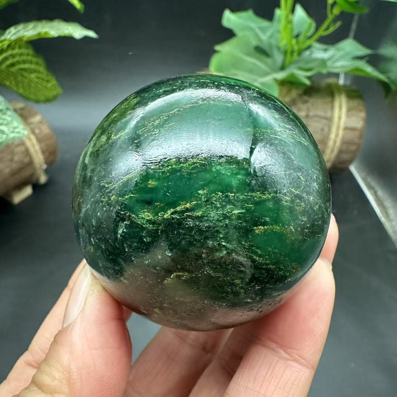 1pc Natural emerald Quartz Ball Crystal polished Sphere Healing energy gift 50mm