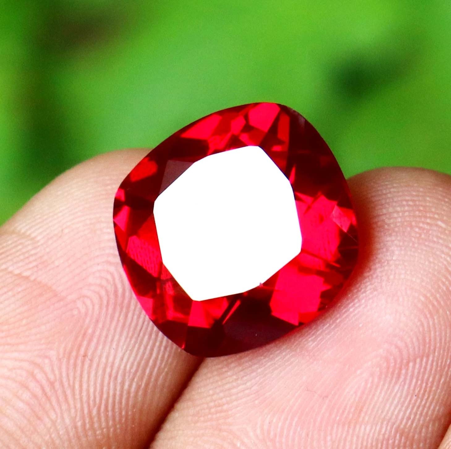 14.10 Ct Natural Cushion Cut Burmese Red Ruby GGI Certified Loose Gemstone
