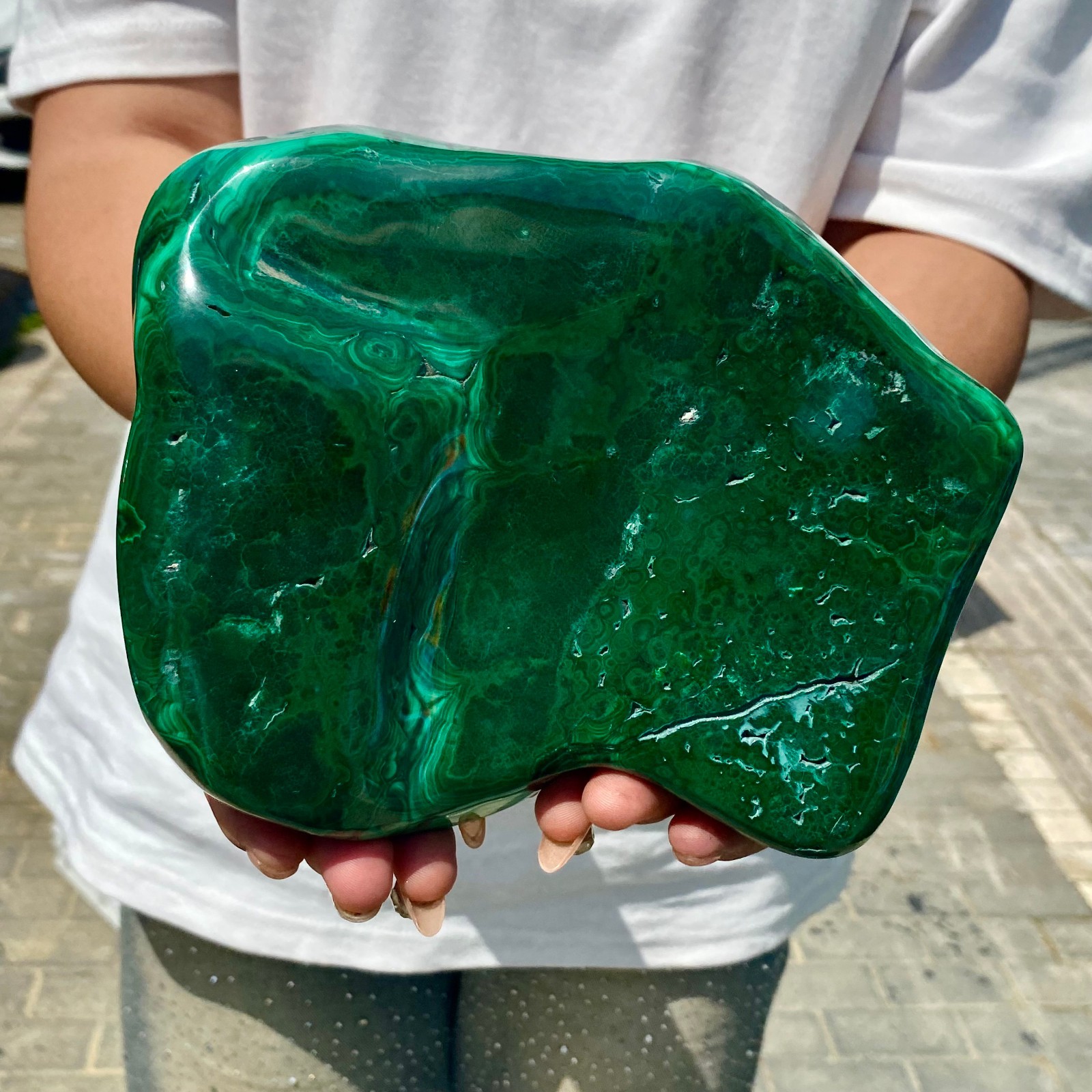 5.04LB Natural glossy Malachite transparent cluster rough mineral sample
