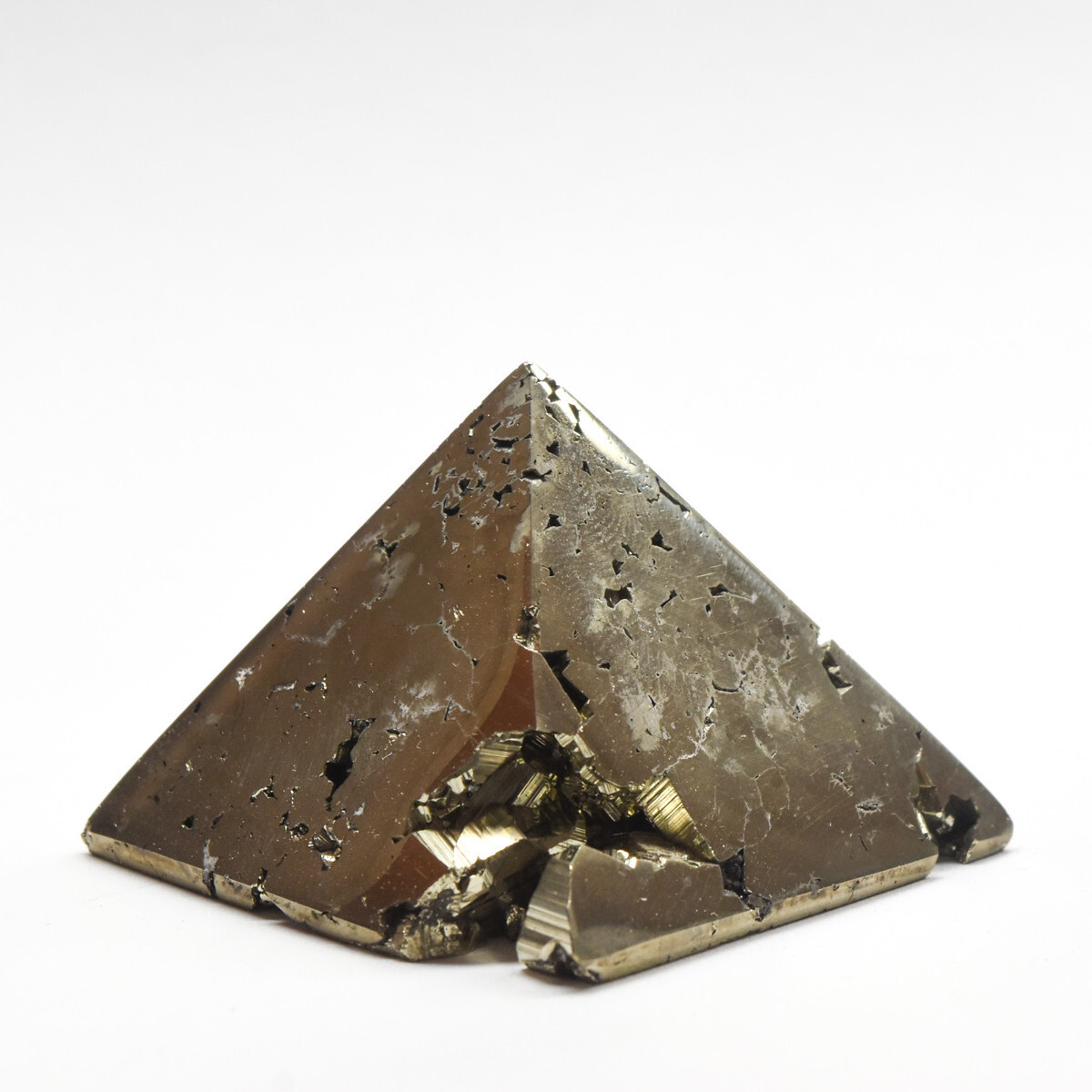 48mm Pyrite Pyramid Natural Mineral Druzy Crystal Polished Gemstone Geode – Peru