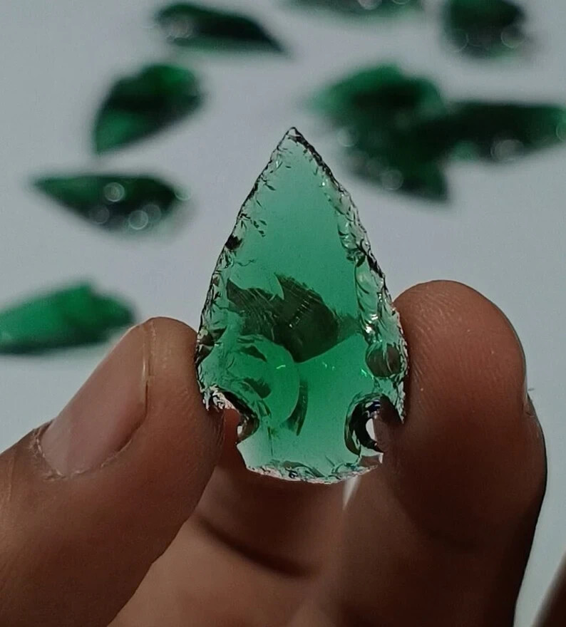 Green Obsidian Arrowhead 1-1.25″ – Stone Arrowhead Decor -Healing Crystals Blade