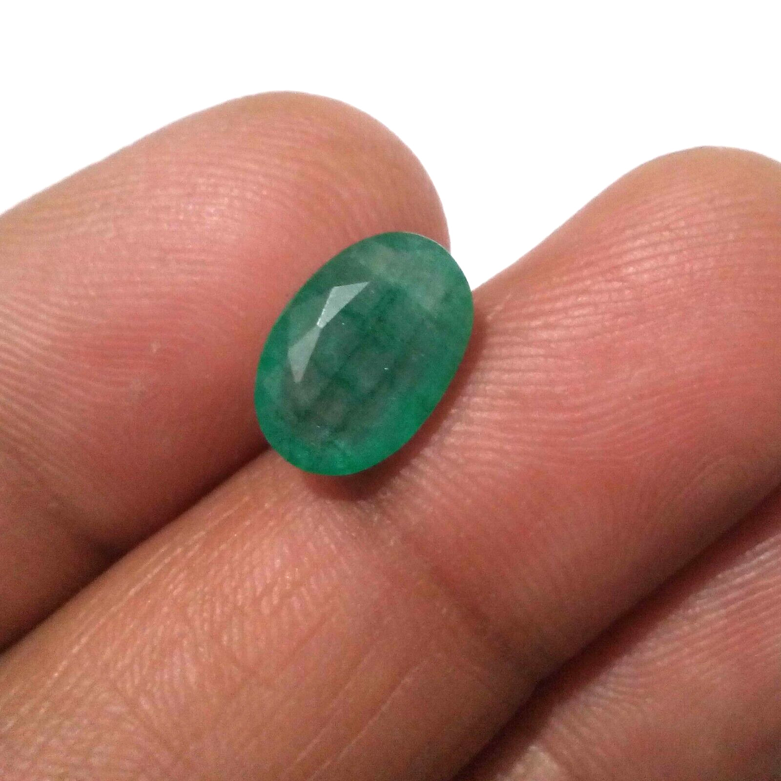 Fabulous Green 3.90 Crt Zambian Emerald Pretty Faceted Oval Shape Loose Gemstone