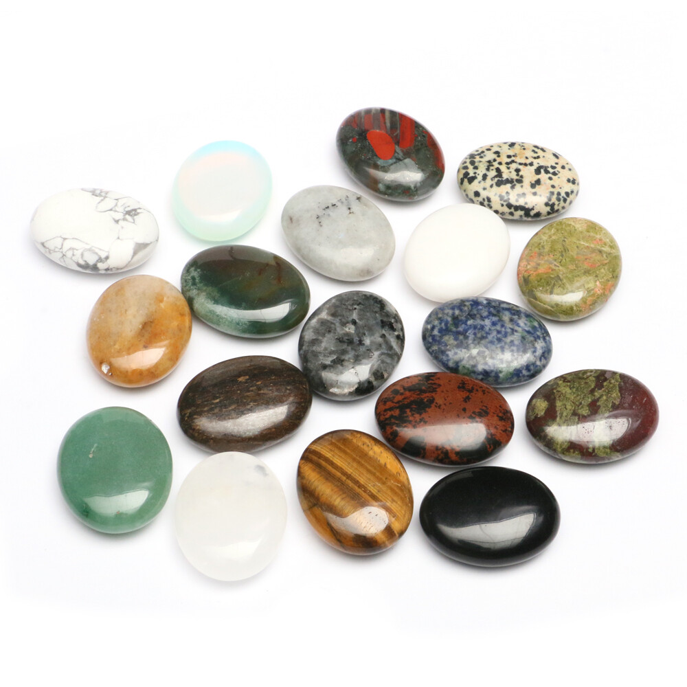 Natural Chakra Thumb Stone Worry Pocket Oval Crystal Quartz Energy Reiki Healing