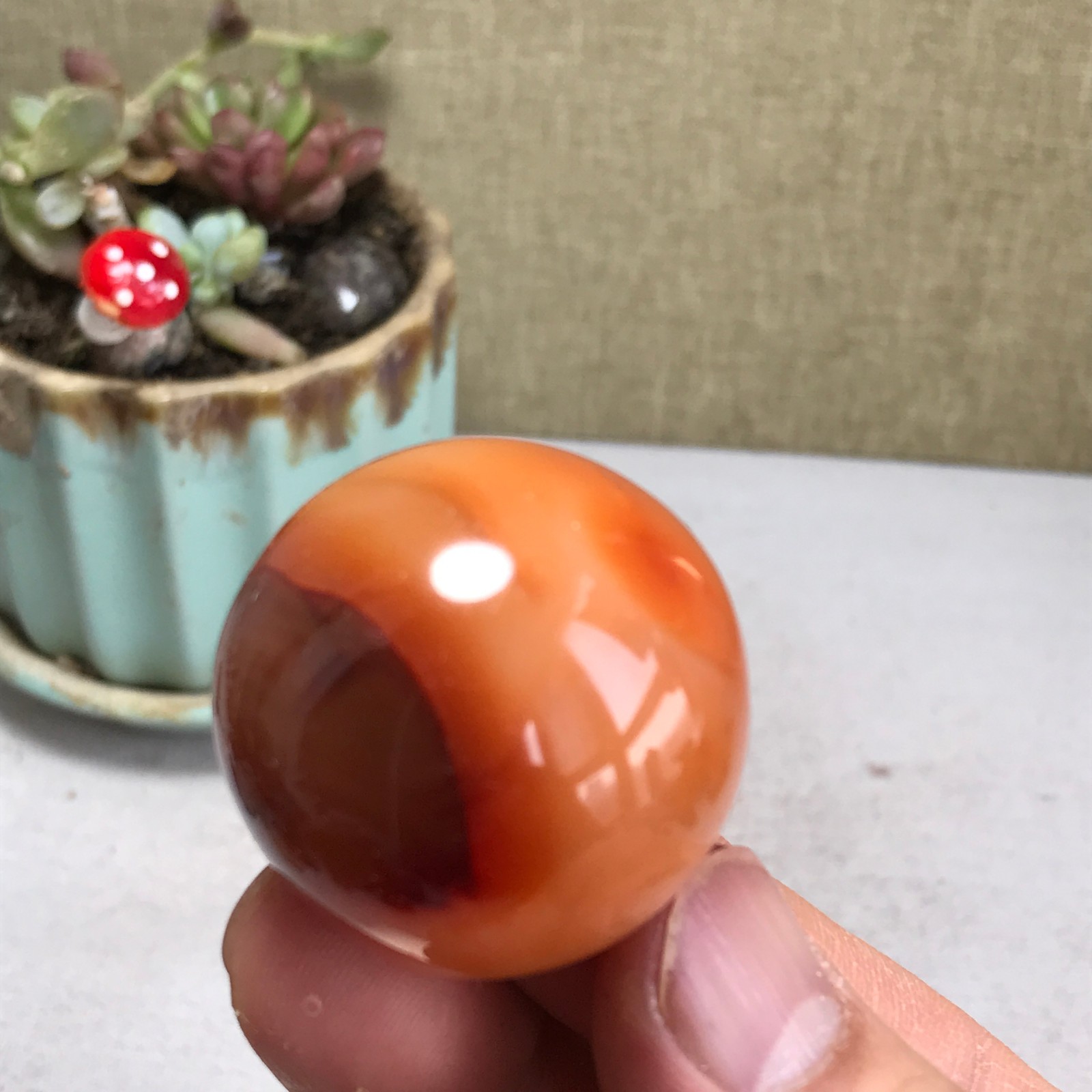 35mm Rare NATURAL red agate sphere Hand polishing Ball Crystal specimen A4233