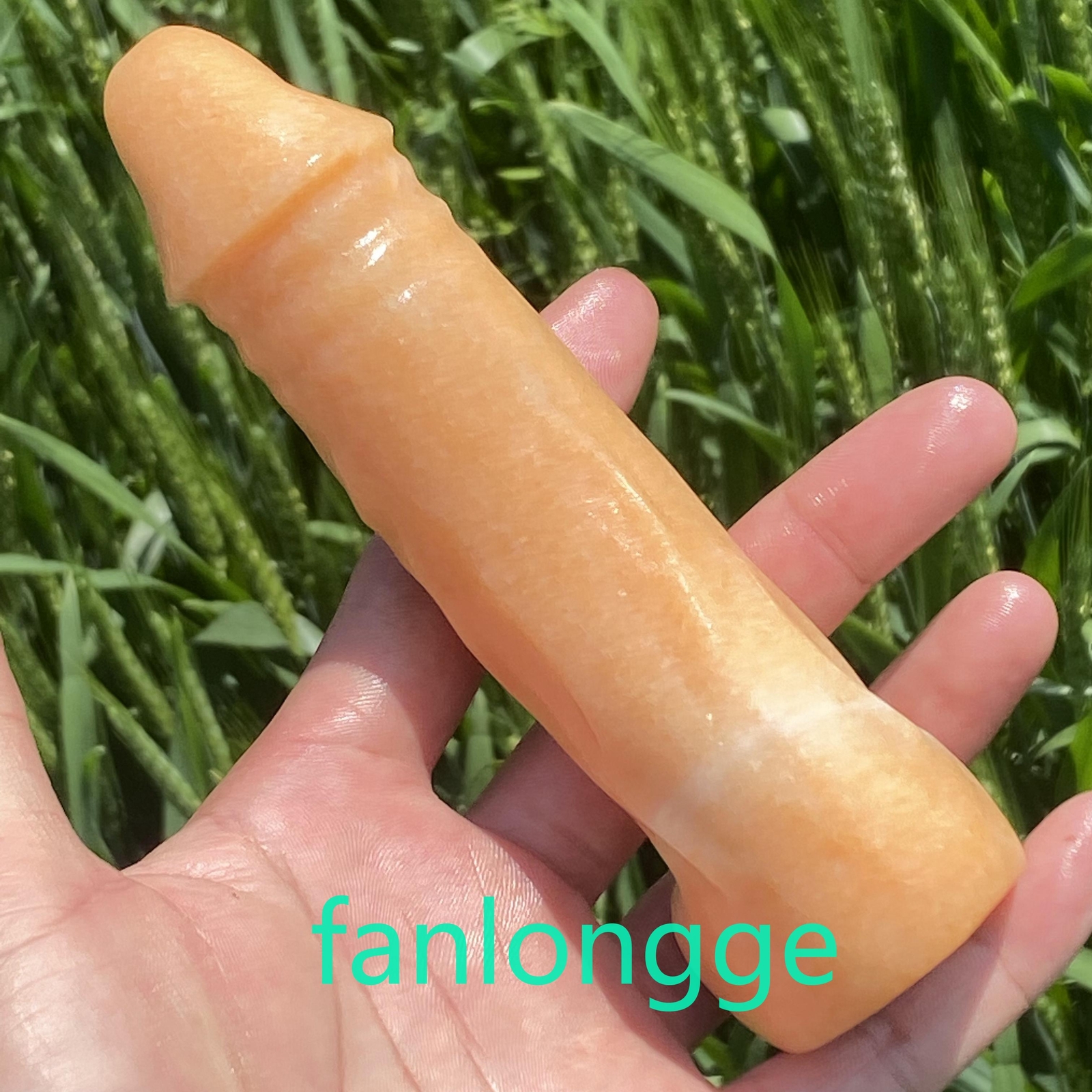 5.7″ Natural Sunstone Male Penis Quartz Crystal Skull Massager Reiki Gem 1PC