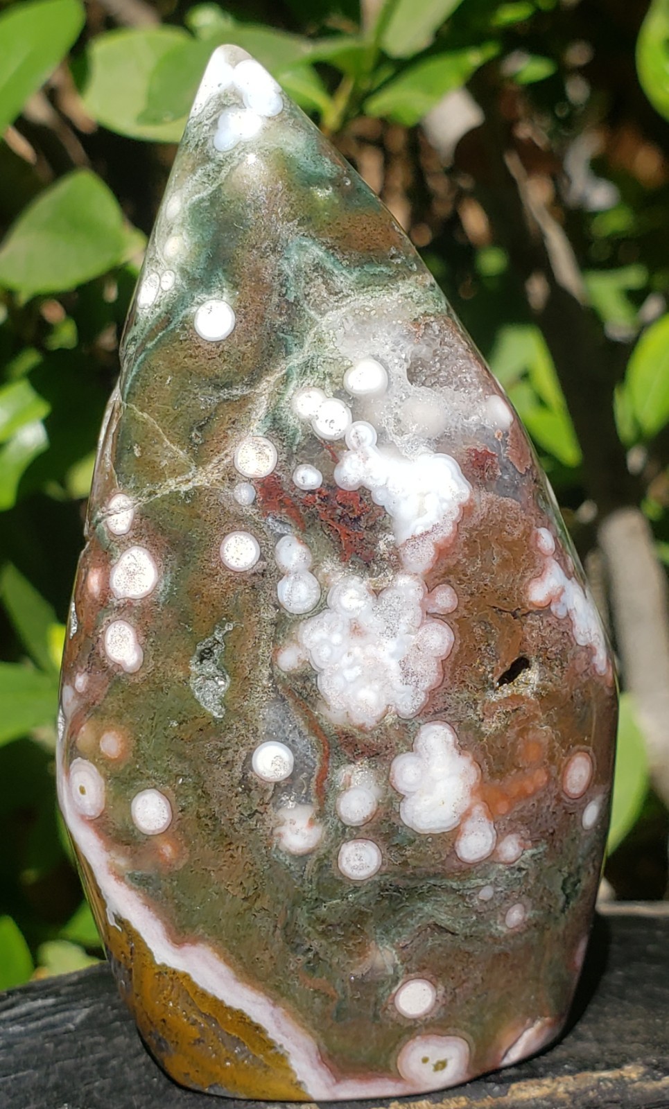 3″ Natural 8th Vein Orbicular Ocean Jasper Crystal Quartz UV Tear Free Form
