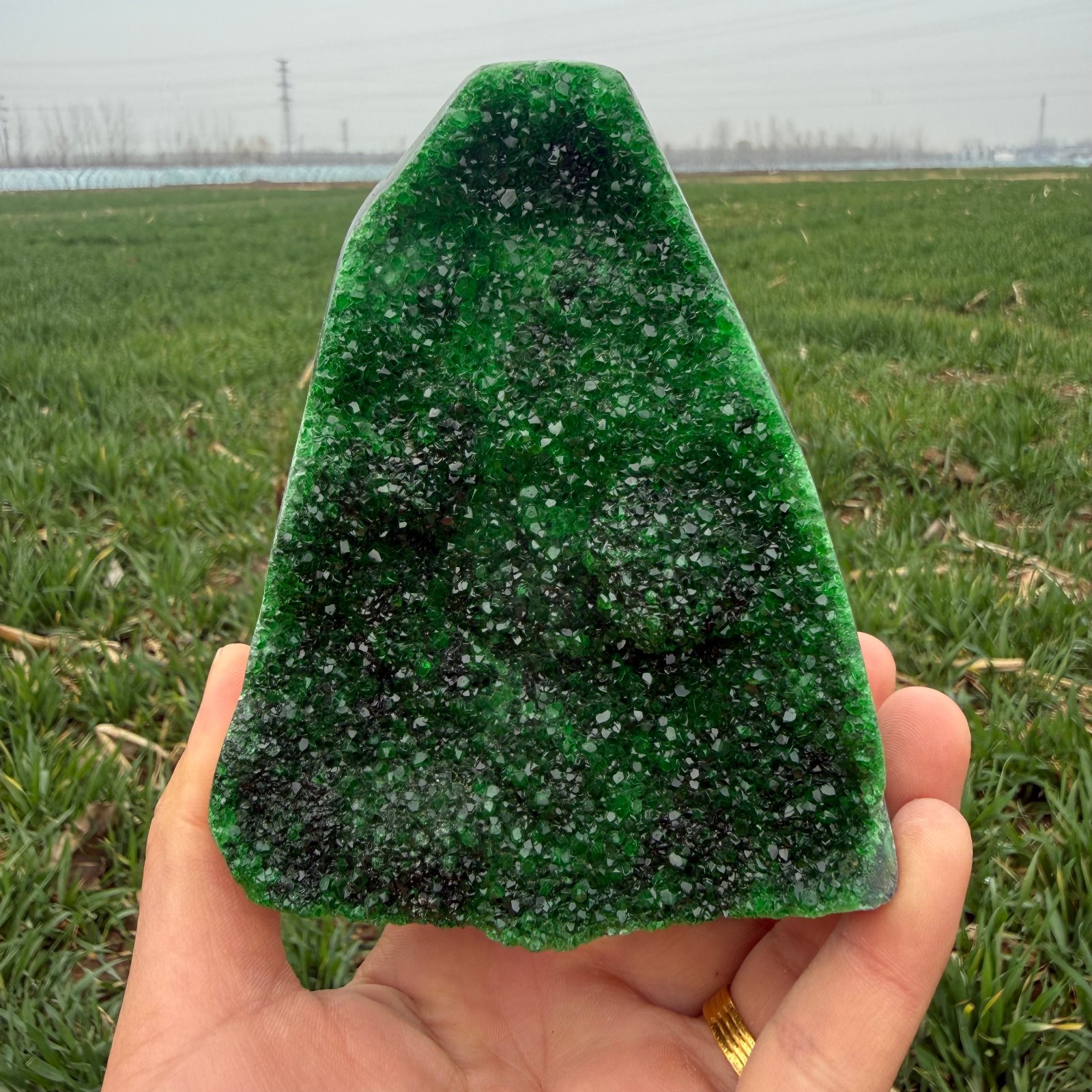 1.3LB Green crystal geode quartz cluster crystal specimen Healing random 1pc