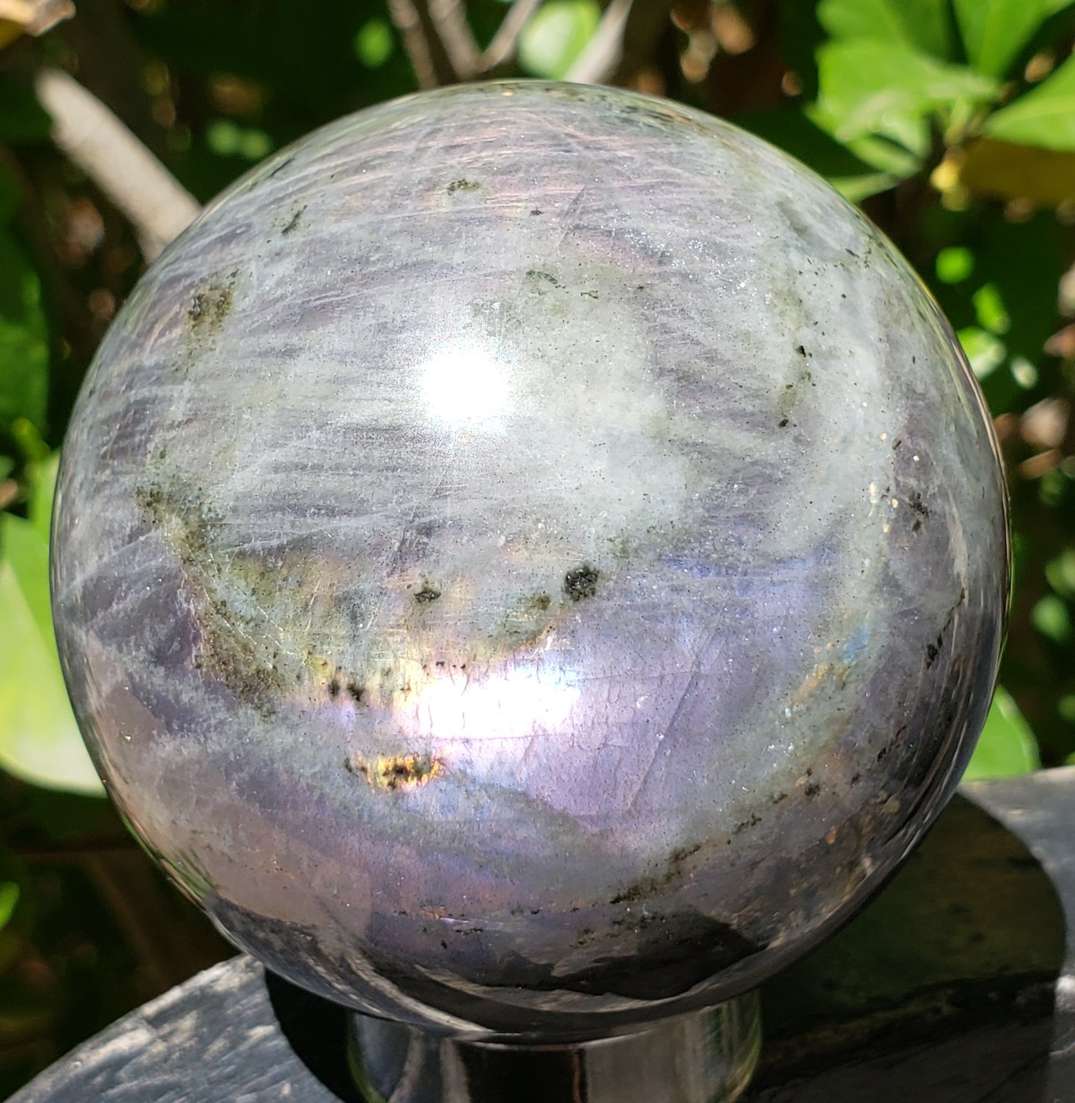2.6″ Labradorite Mineral Crystal Iridescence Sphere Ball Orb Flash, 421g