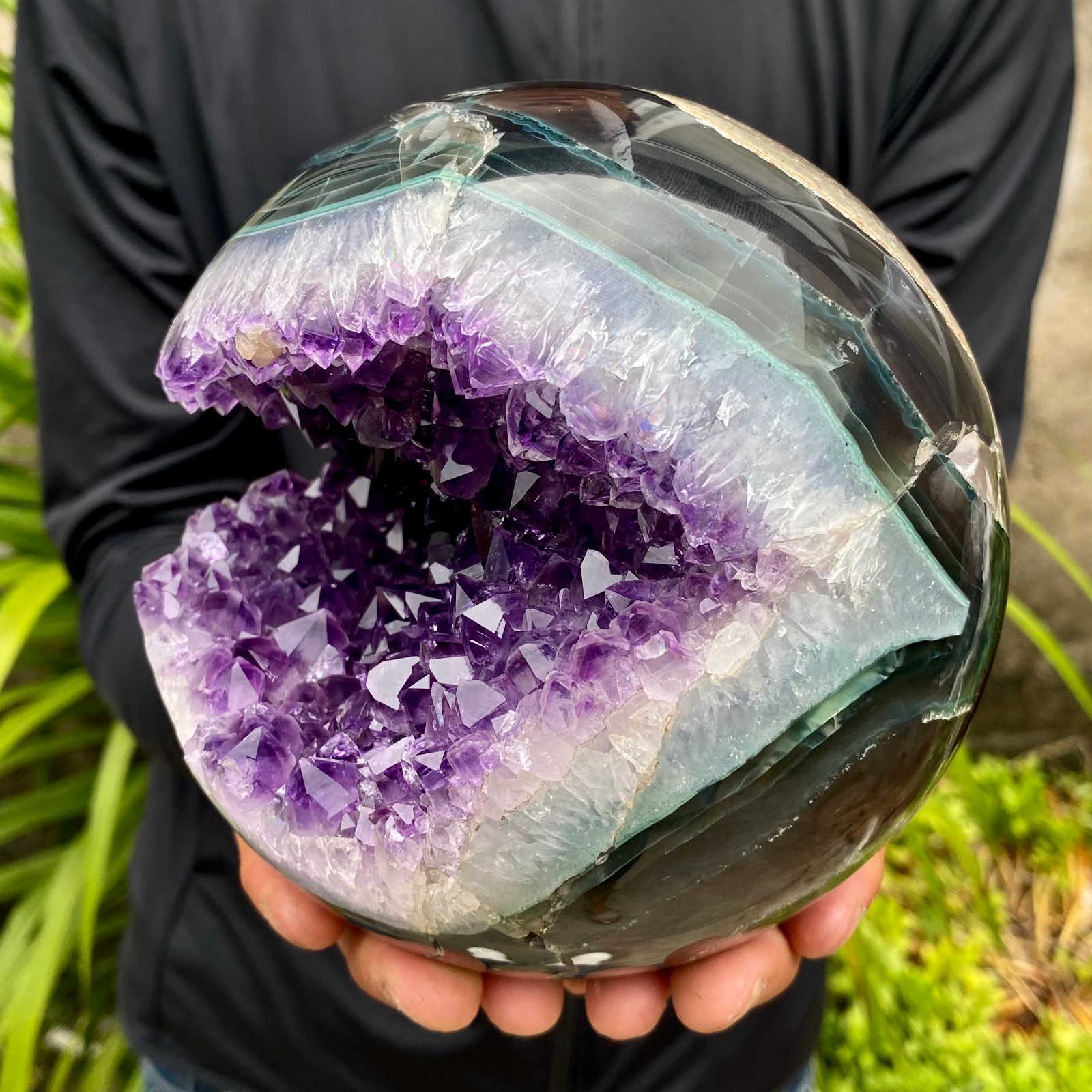 7.49LB Natural Amethyst Agate Ball Quartz Crystal Sphere reiki healing gem
