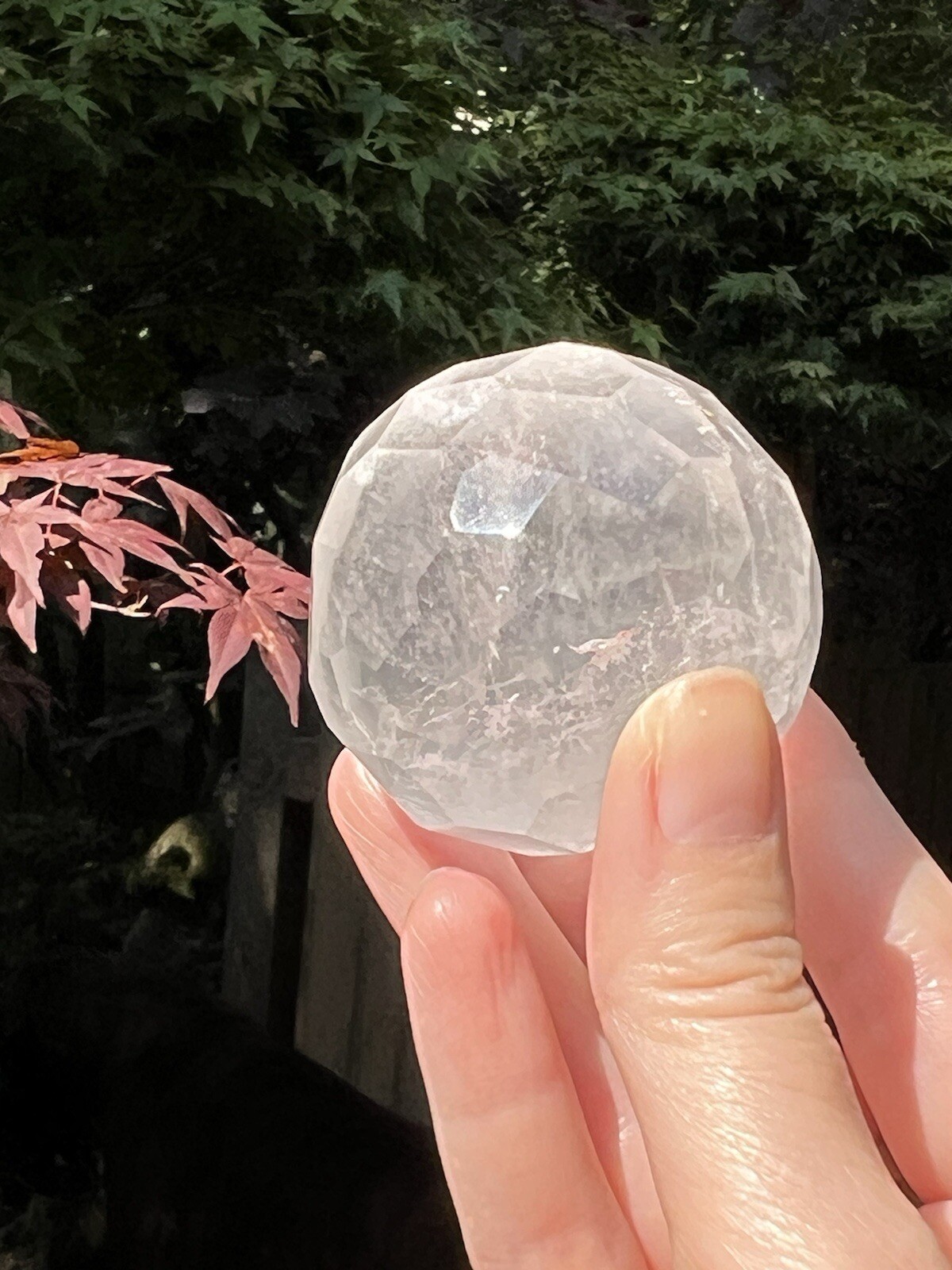 Clear Quartz Hand Faceted Large Crystal Ball AAA+ 50mm Diameter Standing R41/12