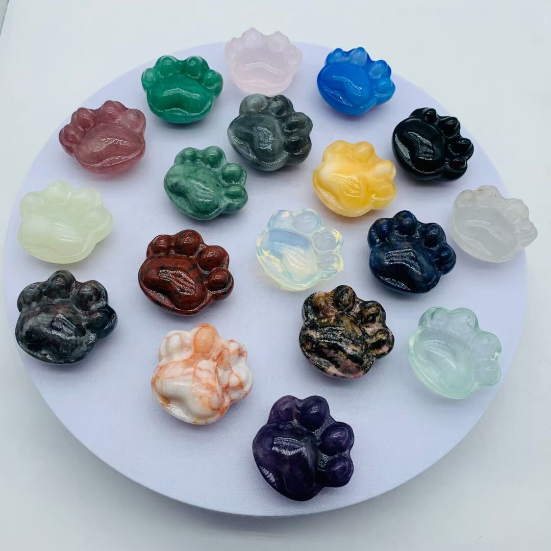 5pc Natural Mix Quartz Carved Cat-claw Skull Energy Healing Gem gift decor