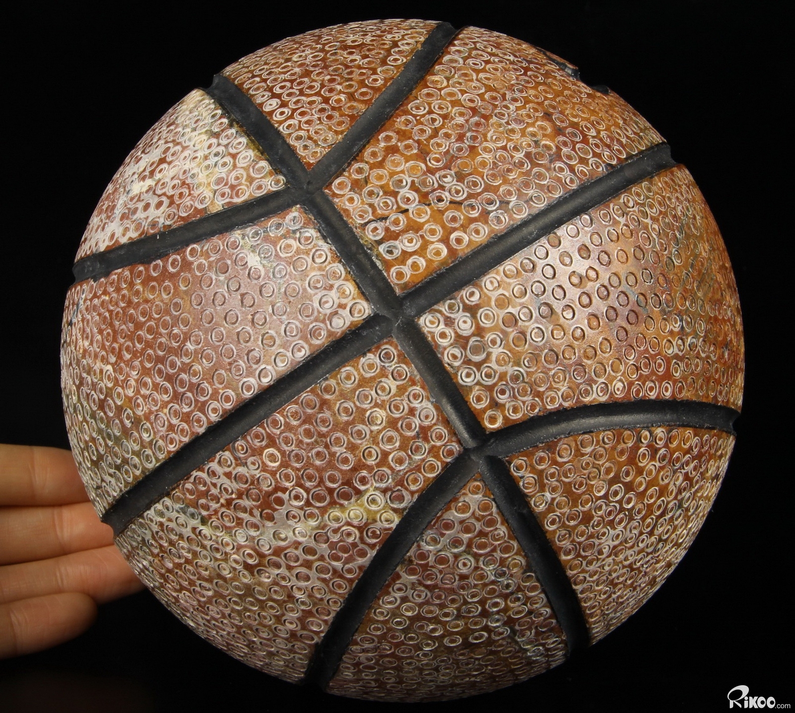 New! Basketball 6.0″ Dinosaur Egg Agate Carved Crystal Sphere, Crystal Healing