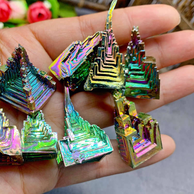 Natural Aura Rainbow Titanium Bismuth Quartz Crystal Stone Specimens Healing