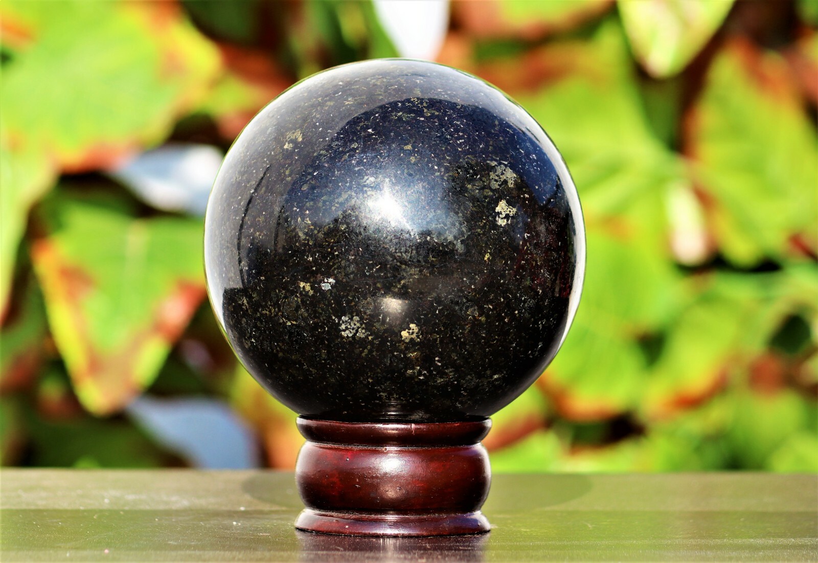 Superb 110MM Black Nuummite Stone Sorcerer’s Stone Healing Metaphysical Sphere