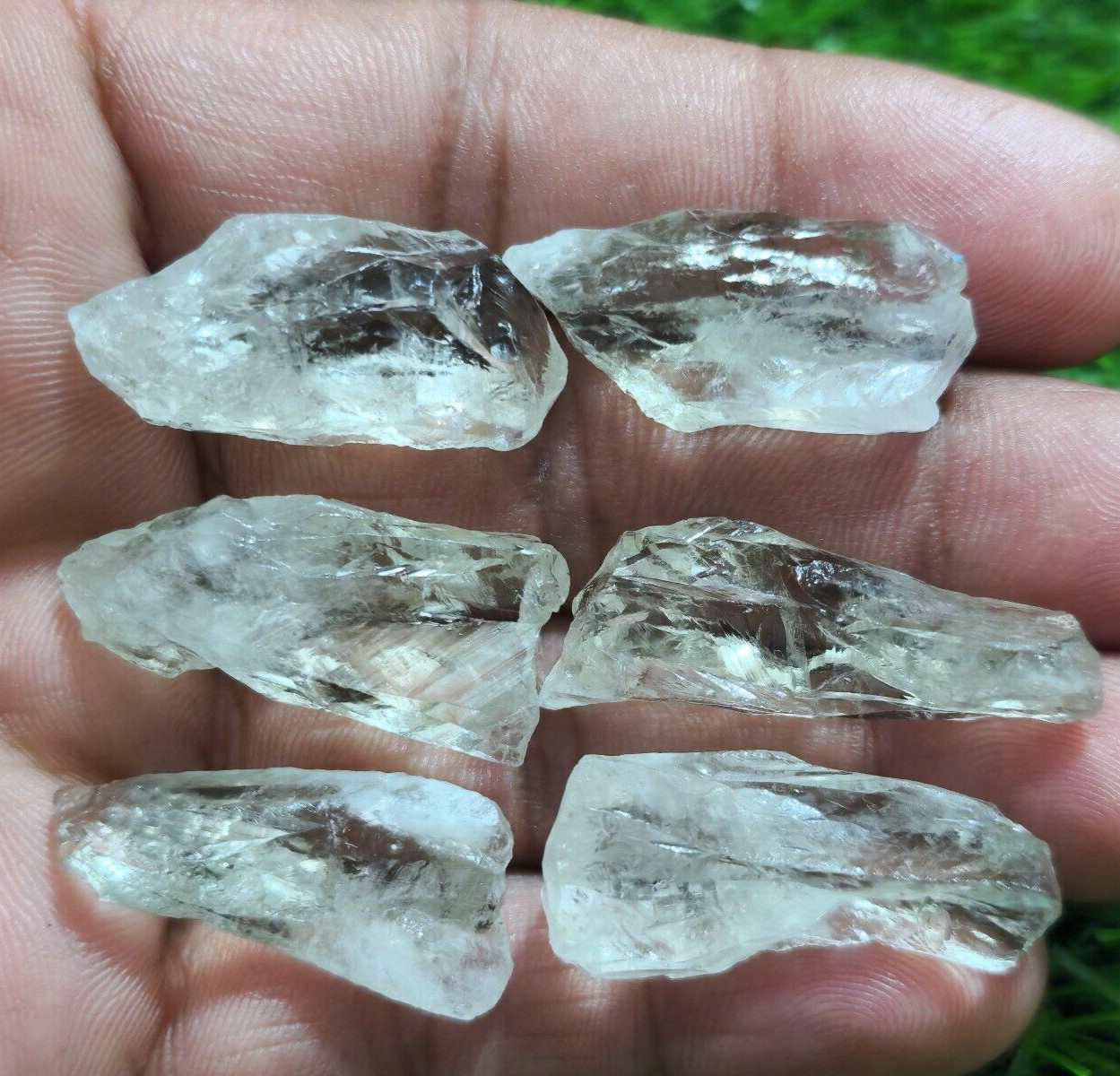 Natural Green Amethyst Shards 6 Pcs 30-35 mm Loose Gemstone For Jewelry Making