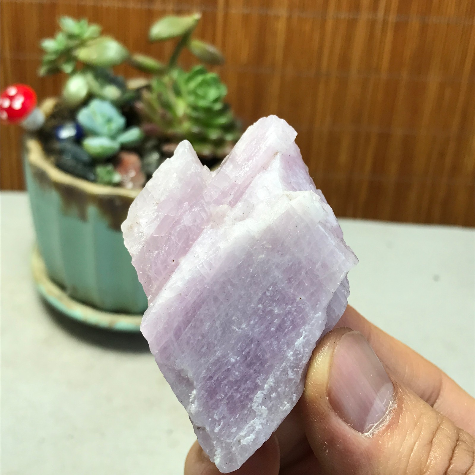 63-43-23mm NATURAL ROUGH KUNZITE PINK SPODUMENE CRYSTALS 81g A5355