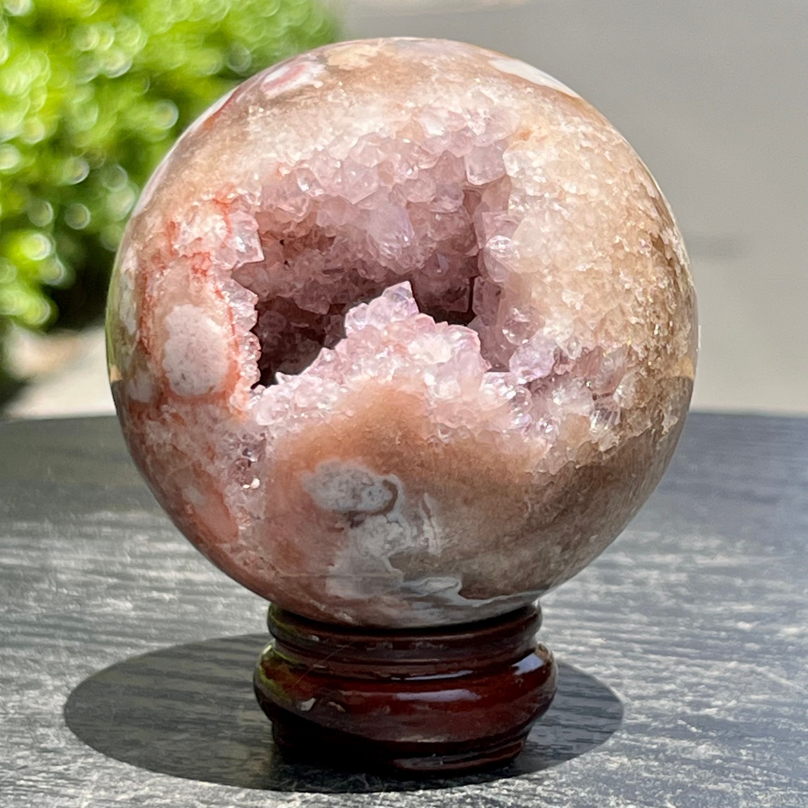 Natural Amethyst Geode Crystal Cave Ball Shape Gemstone Figure Decor 320 g