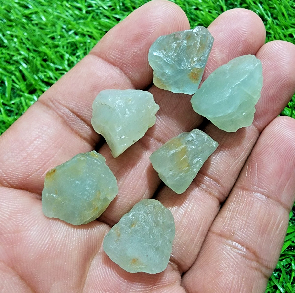 6Pcs Attractive Aquamarine Gemstone Rough Lot 17-20mm Aquamarine Raw Stone Bulk