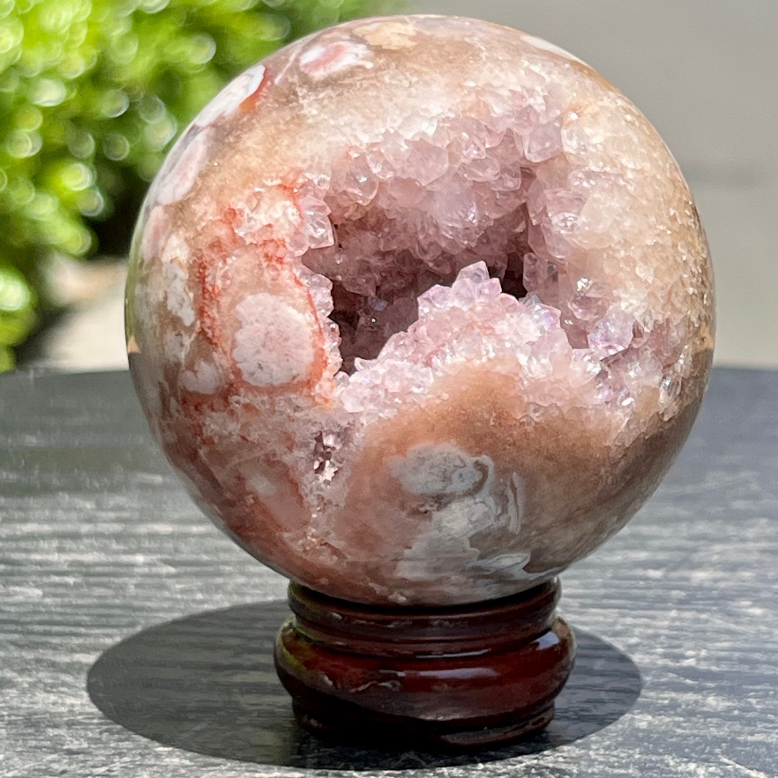 Natural Amethyst Geode Crystal Cave Ball Shape Gemstone Figure Decor 320 g