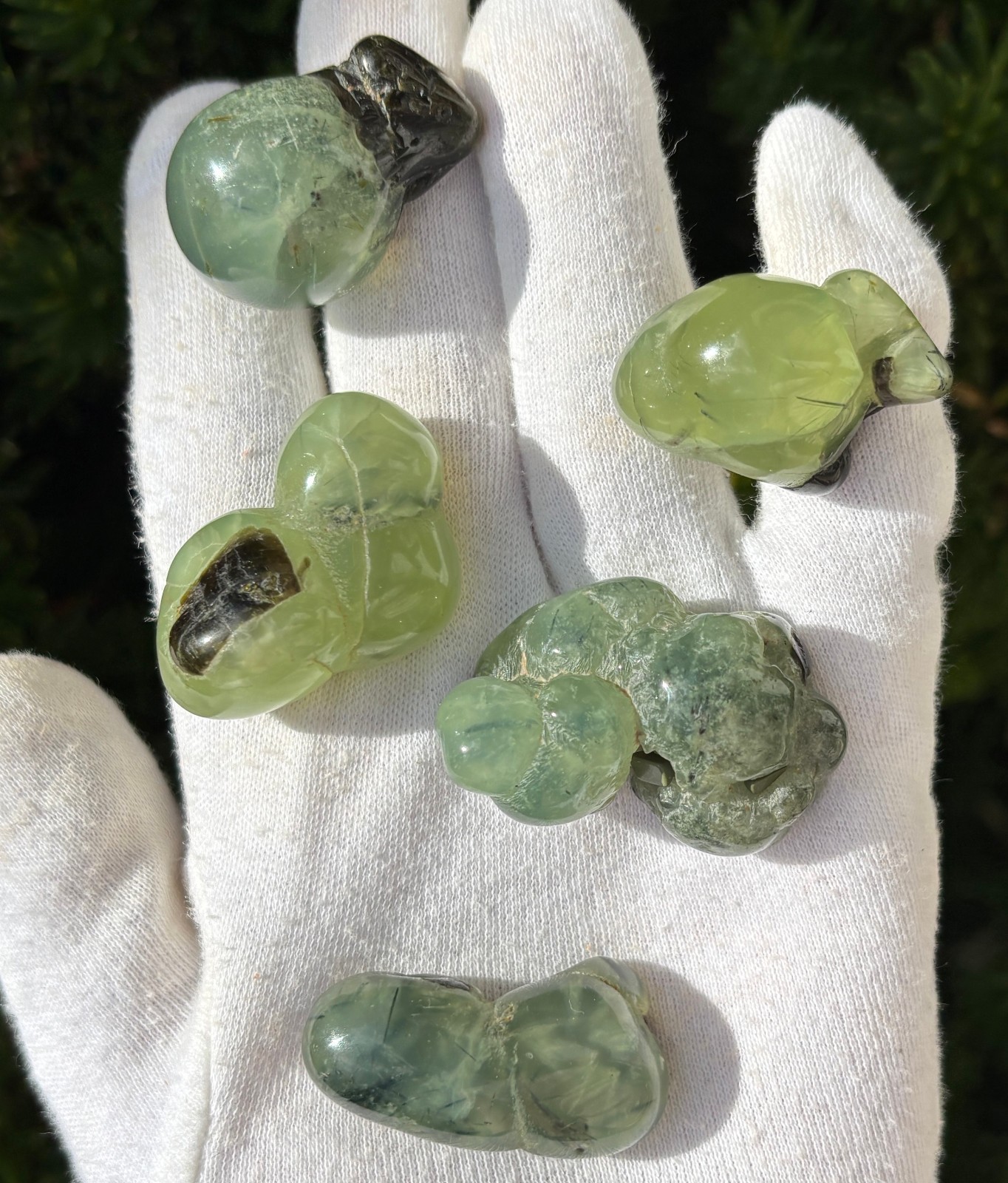 USA SALE 120g LOT 5 PREHNITE & EPIDOTE BOTRYOIDAL TUMBLES TUMBLE STONE STONES