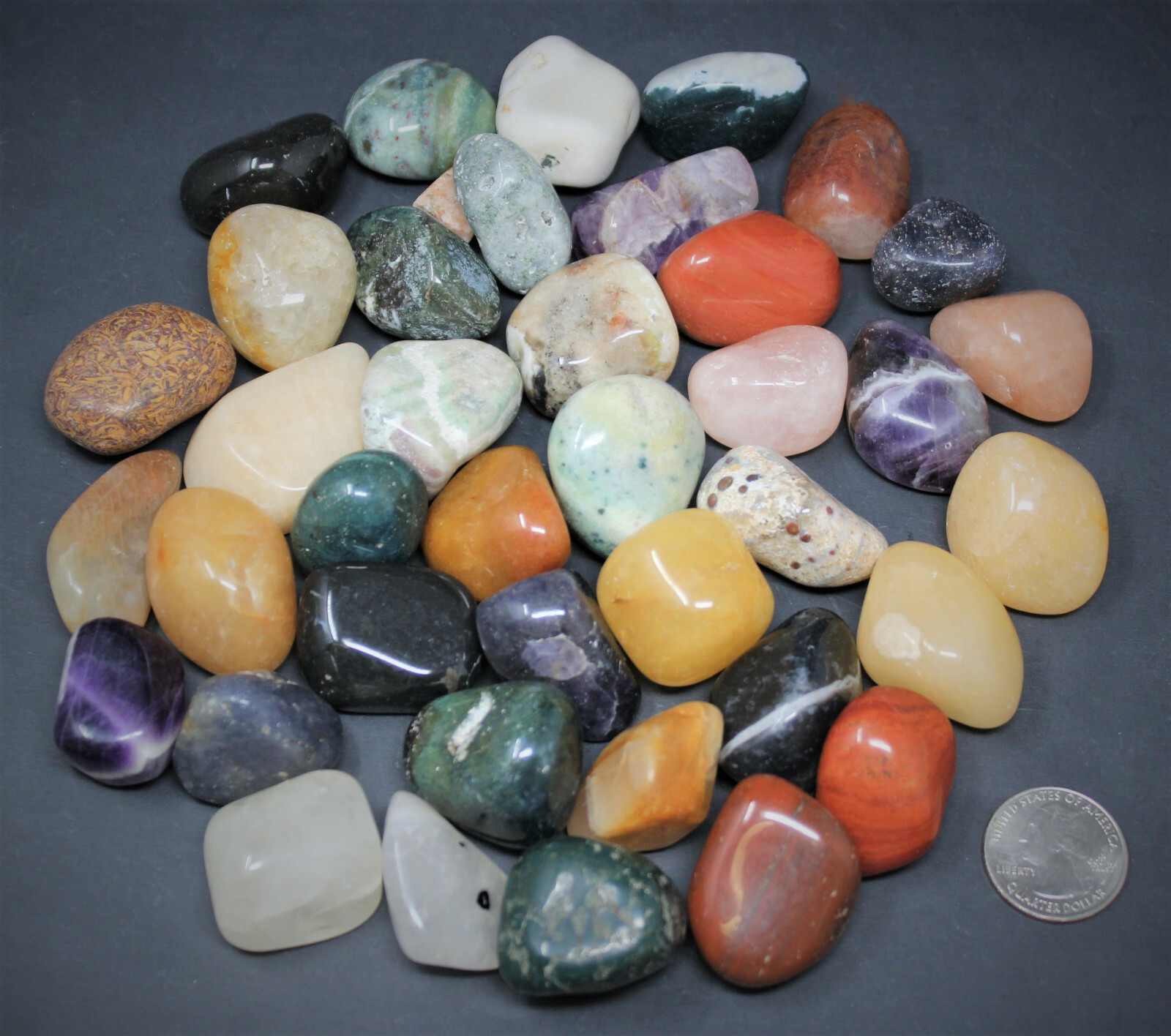 Assorted Mixed Tumbled Stones HUGE 10 lb Wholesale Bulk Lot LARGE Tumble
