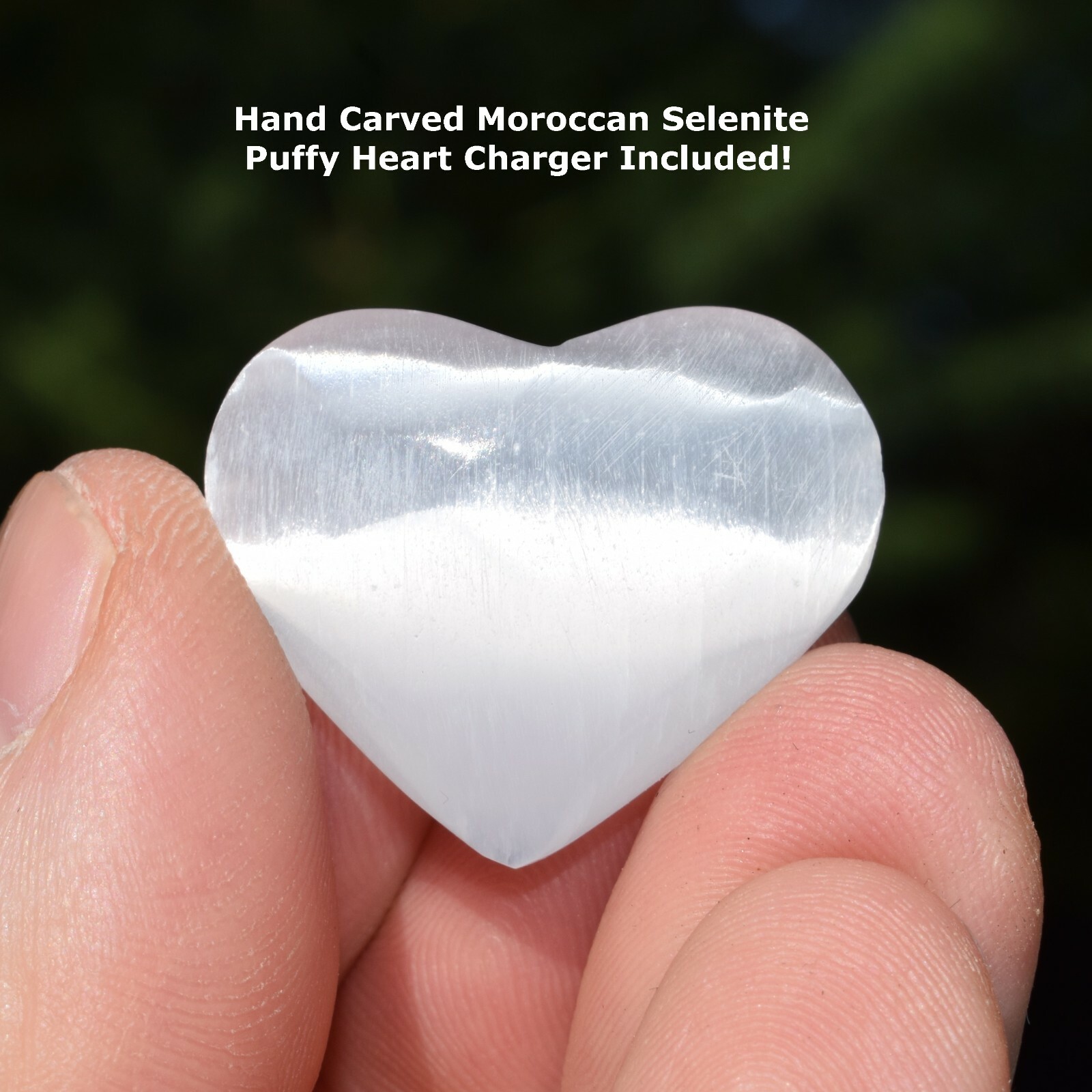 CHARGED Angelite Crystal 8mm Bead Stretchy Bracelet + Selenite Puffy Heart