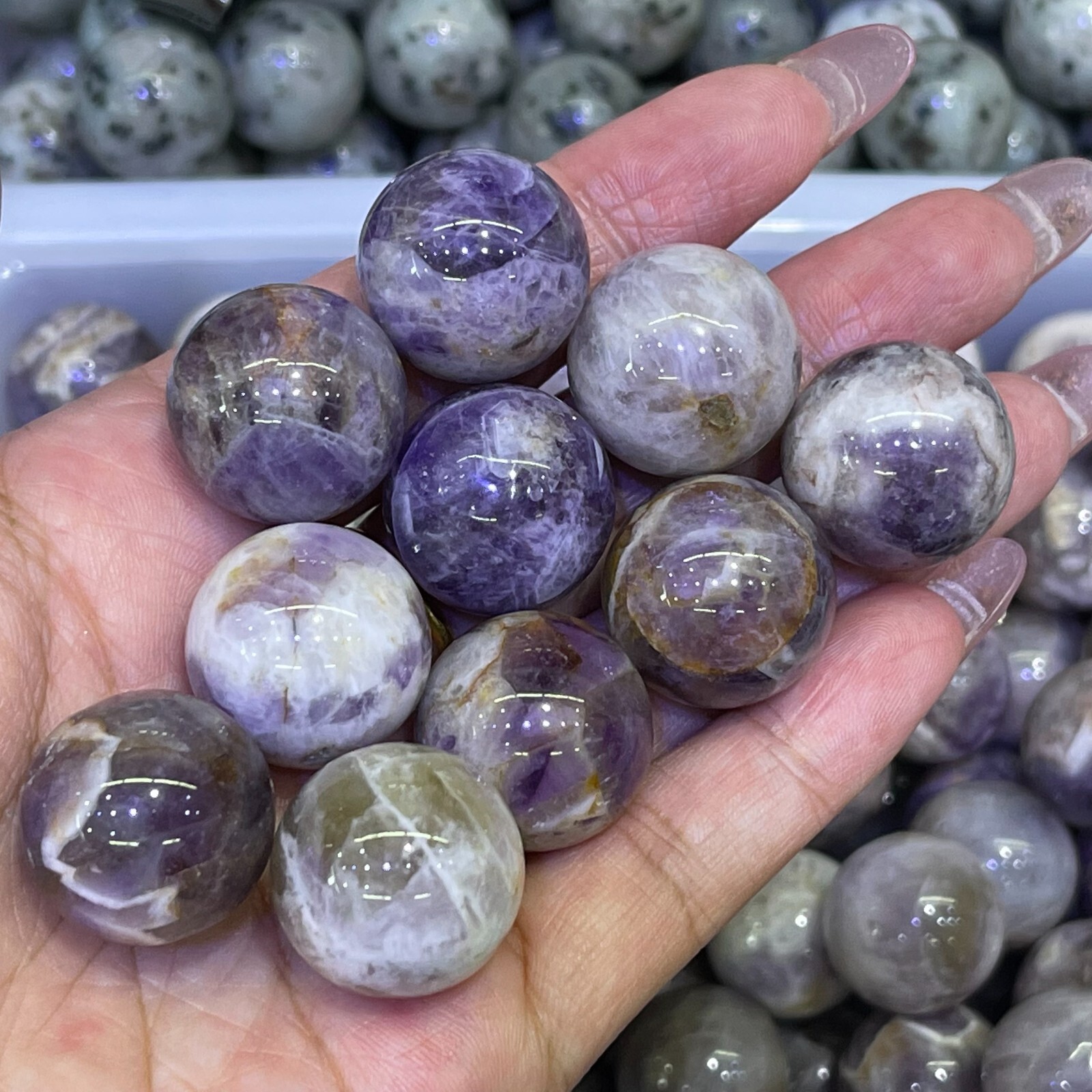 10pc TOP!Natural Dreamy Amethyst quartz ball carved crystal 20mm sphere healing