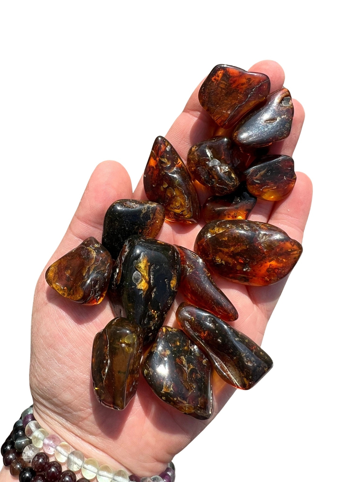 Baltic Amber Tumbled Stone, Dark Natural Baltic Amber from Indonesia