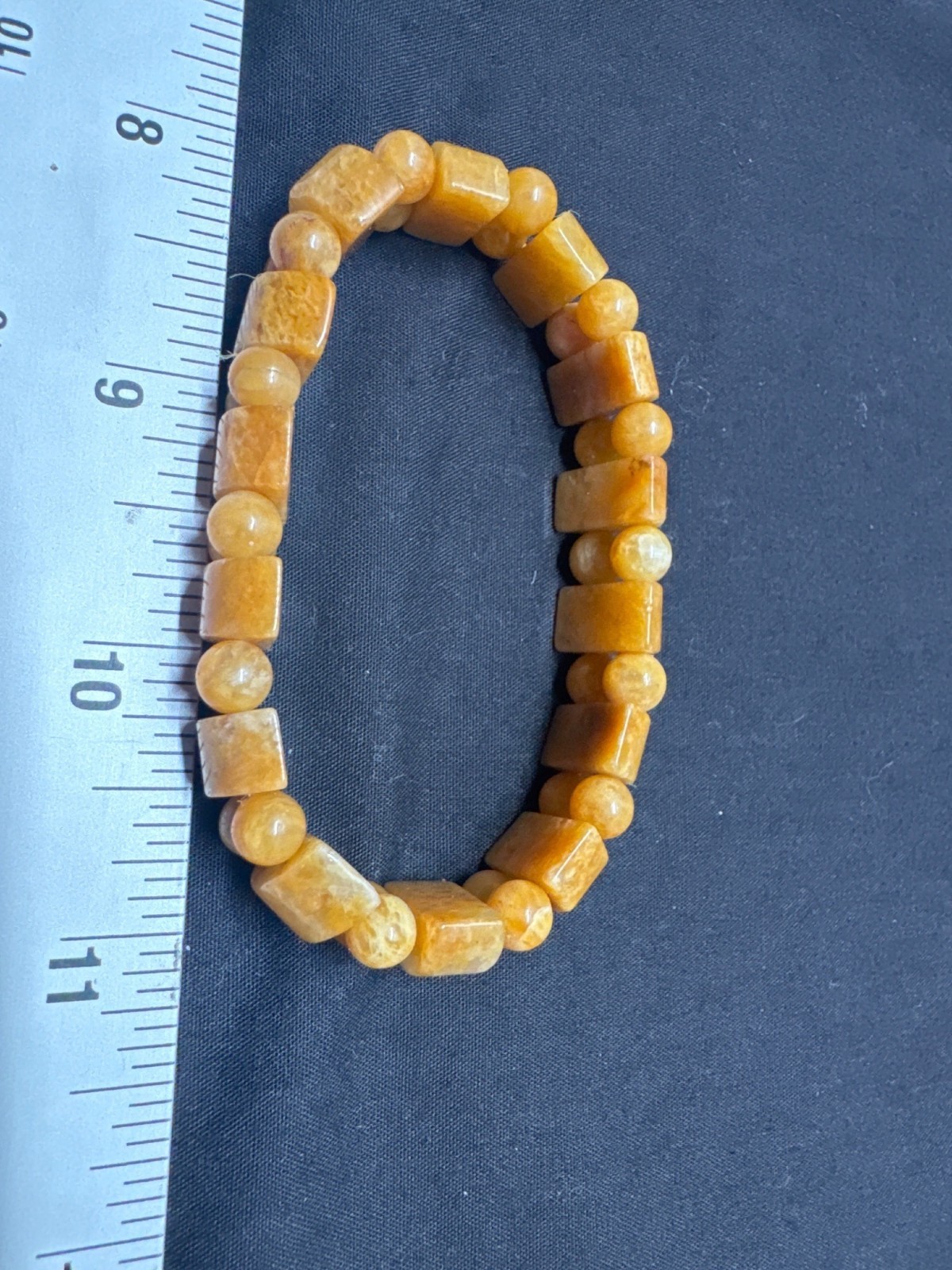 Quartz Butterscotch Egg Yolk Natural Polished Healing Stone Stretch Bracelet