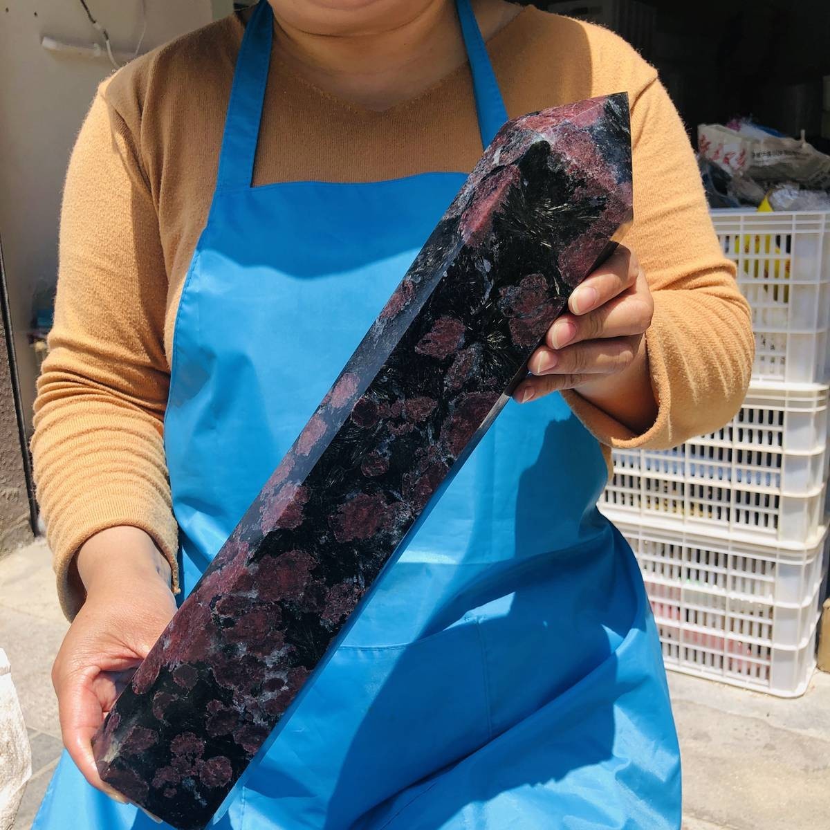 7.77LB Natural garnet crystal obelisk quartz crystal energy column Reiki healing