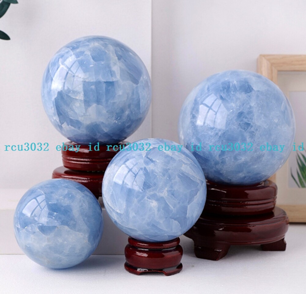 Natural Aquamarine Kyanite Quartz Crystal Sphere Ball Beautiful Healing Ornament