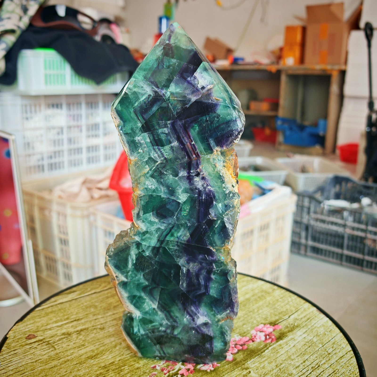 6.16LB Restoration of Natural Colored Fluorite Crystal Specimens 2800g