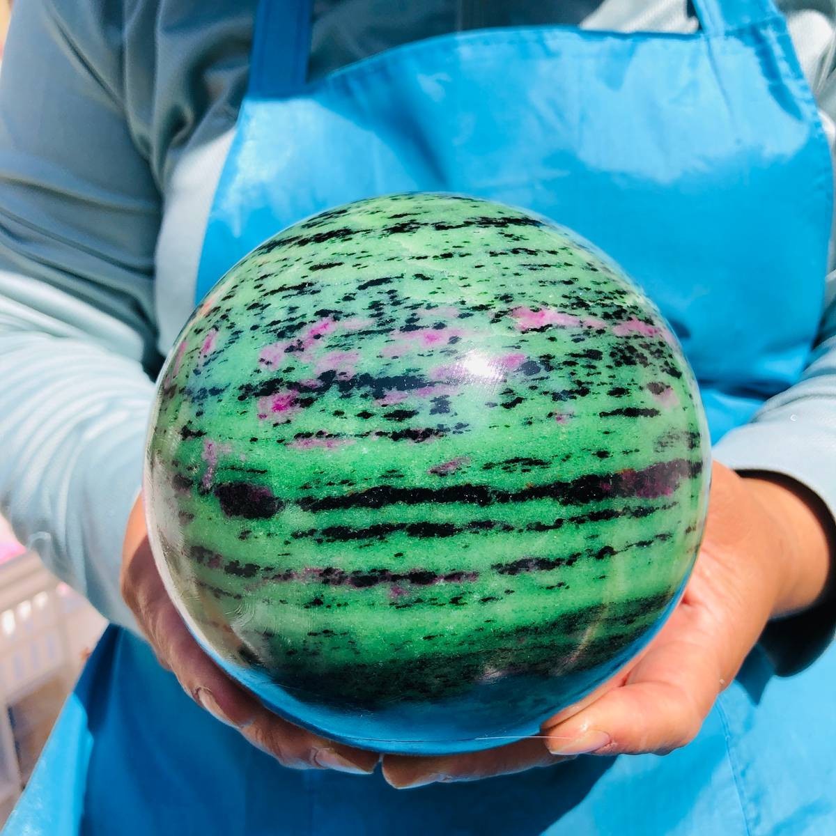 7.28LB Natural green Ruby zoisite (anylite) crystal ball sample Healing