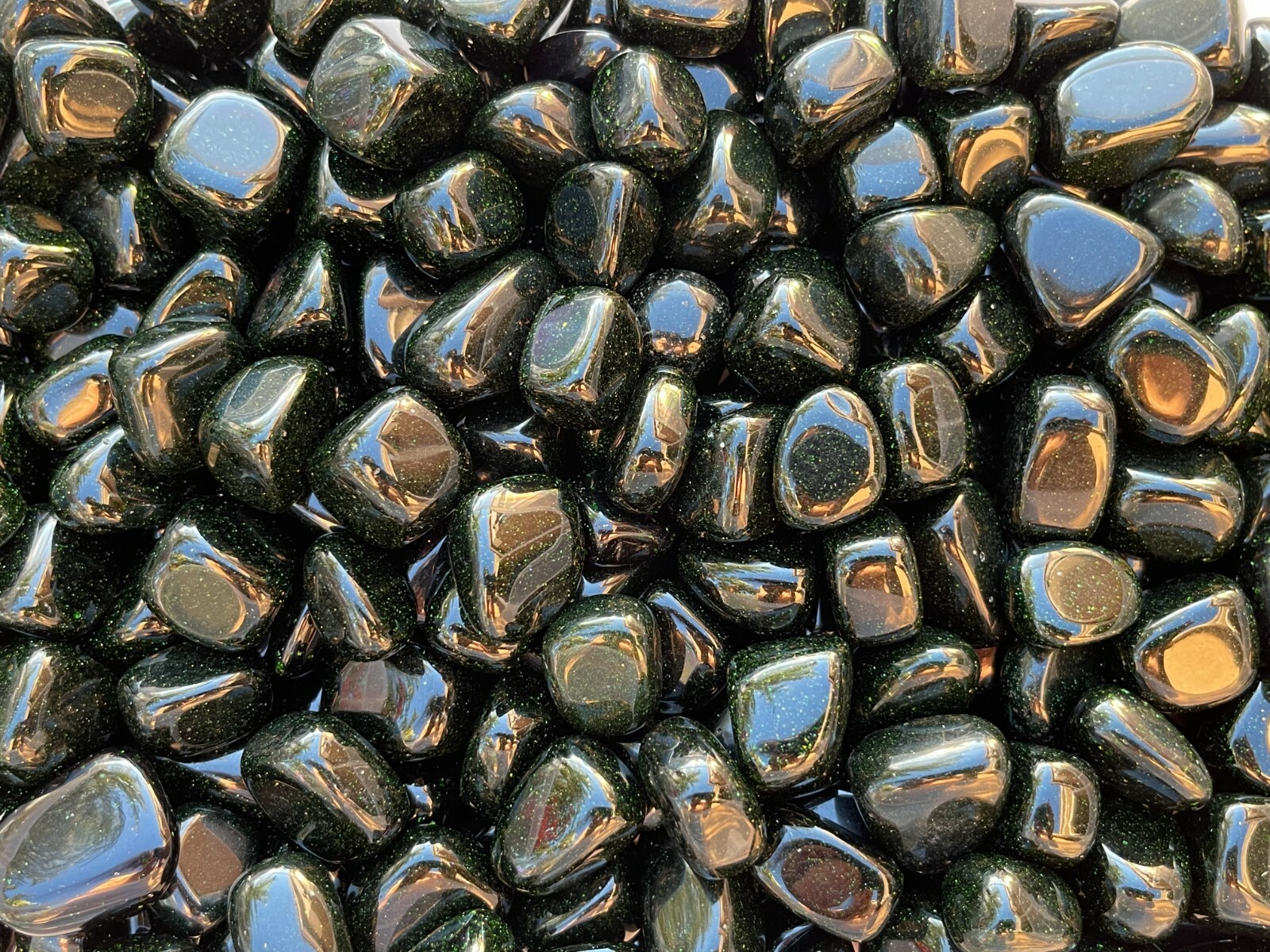 Grade A++ Green Goldstone Tumbled Stones 0.75″ – 1″, Pick How Many