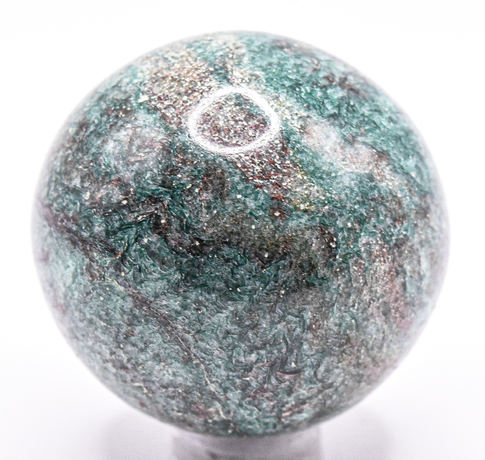 41mm Green w/ Inclusions Quartz Sphere Polished Natural Crystal Mineral – India
