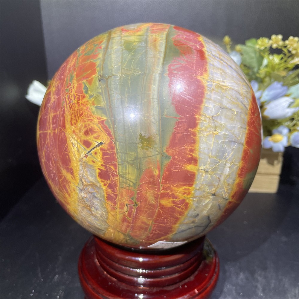 10.5LB 5.3″Natural Cherry Creek Jasper Sphere Crystal Reiki Energy Ball Decor