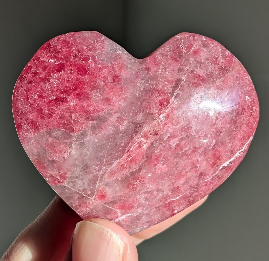 Pink Rhodonite Heart Carving Crystal Chakra Gemstone Mineral