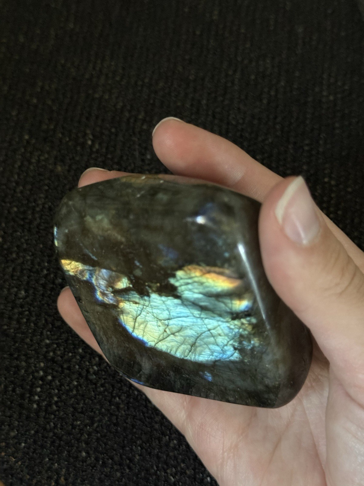 p2c Genuine Labradorite Lot – Polished Stone & Rough Chunk- Bright Flash