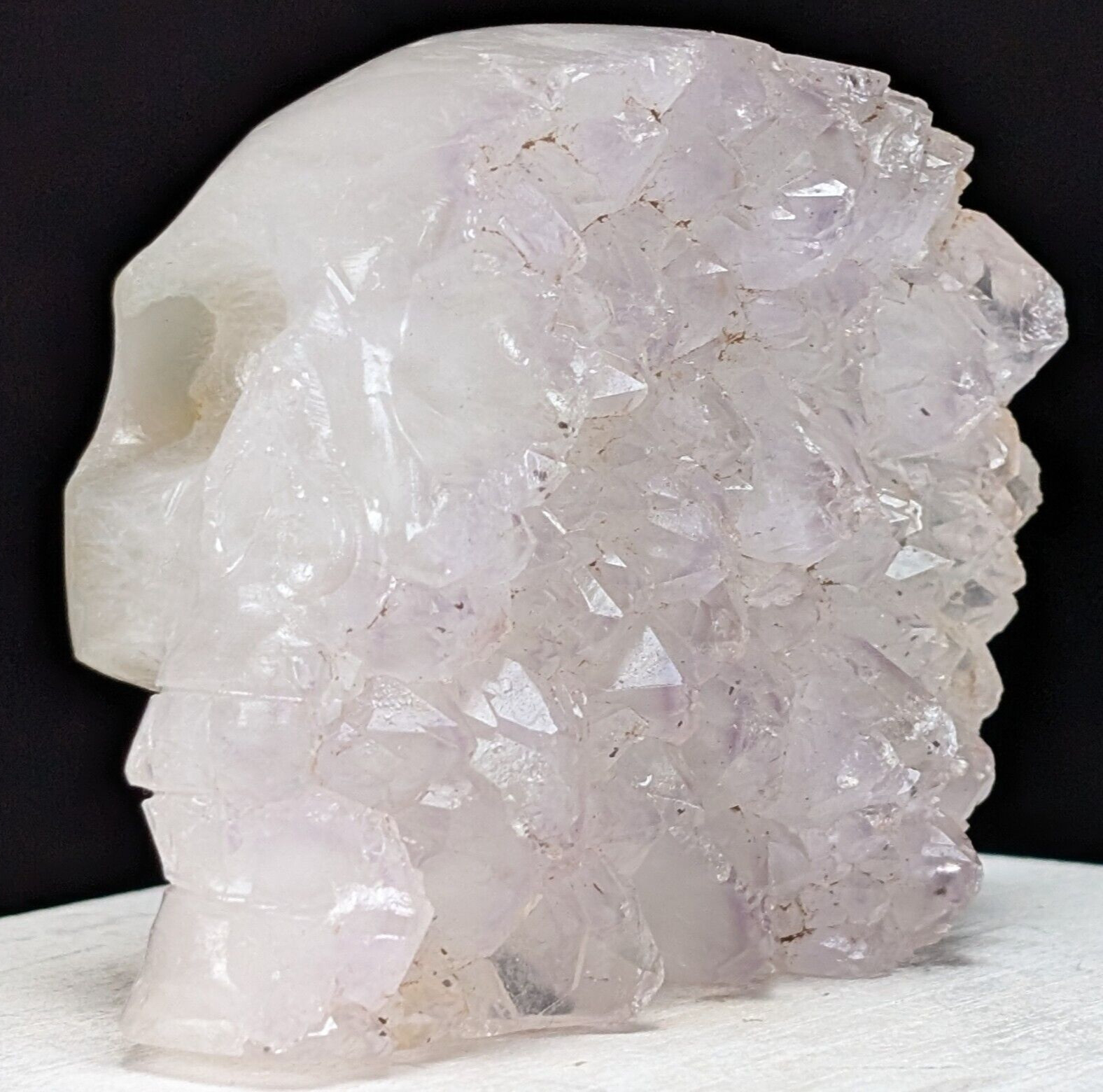 Quartz Skull Carving Druzy Geode Half Face Large Crystal Gemstone Chakra Mineral